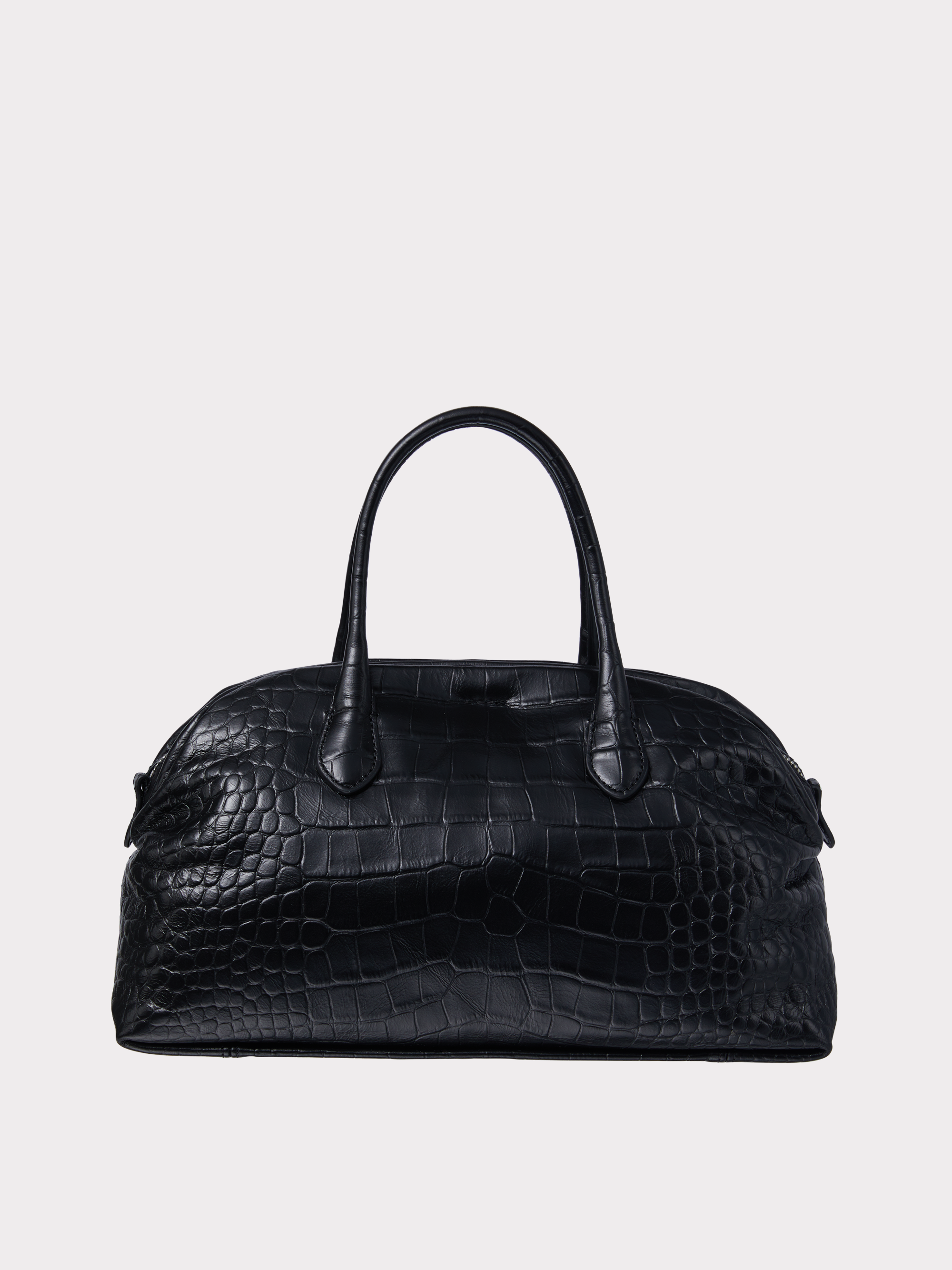 Croc-Effect Singular Tote Medium (Croc Black)