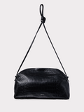 Croc-Effect Singular Cross Strap Bag (Croc Black)