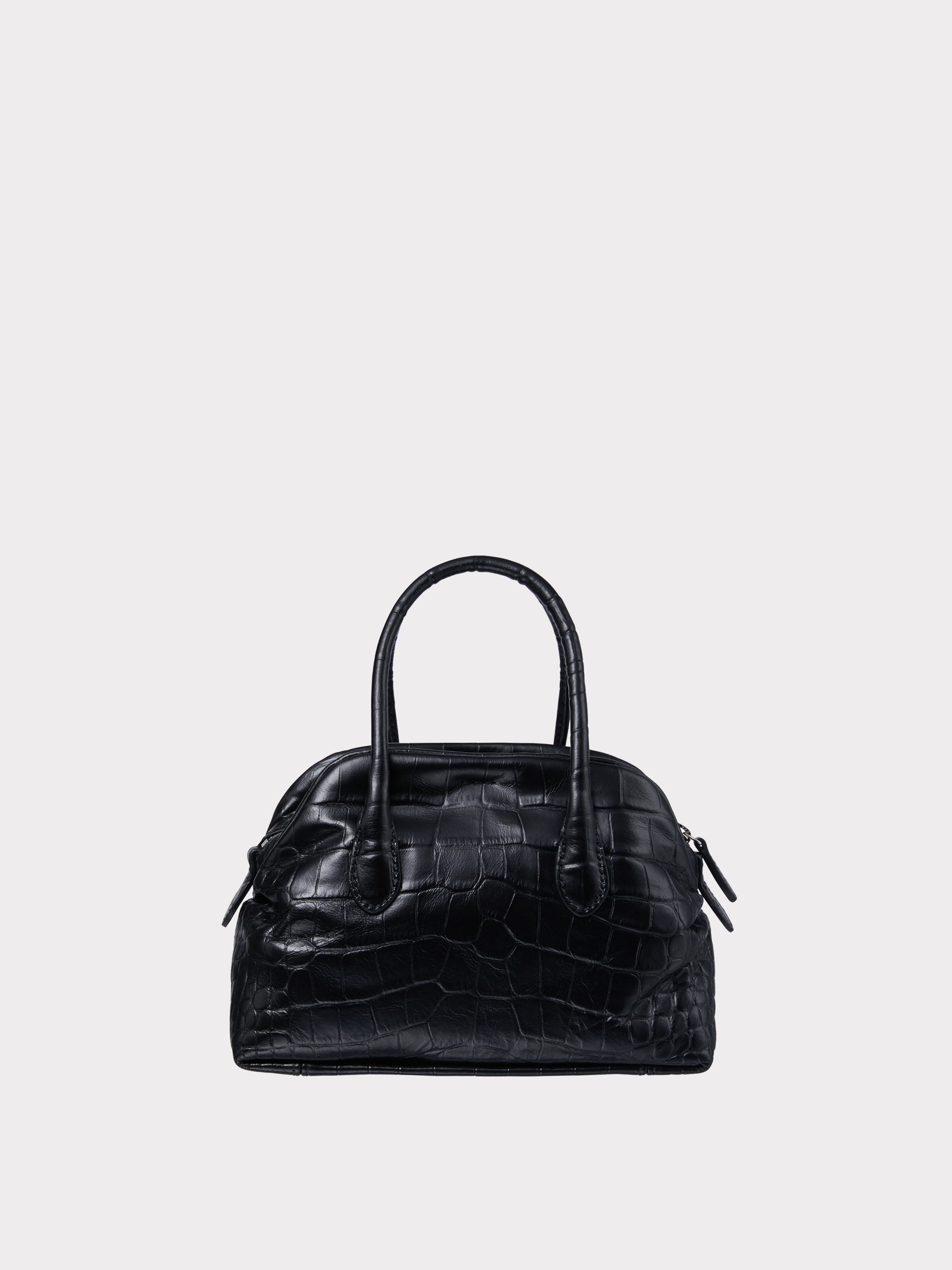 Croc-Effect Singular Tote Mini (Croc Black)