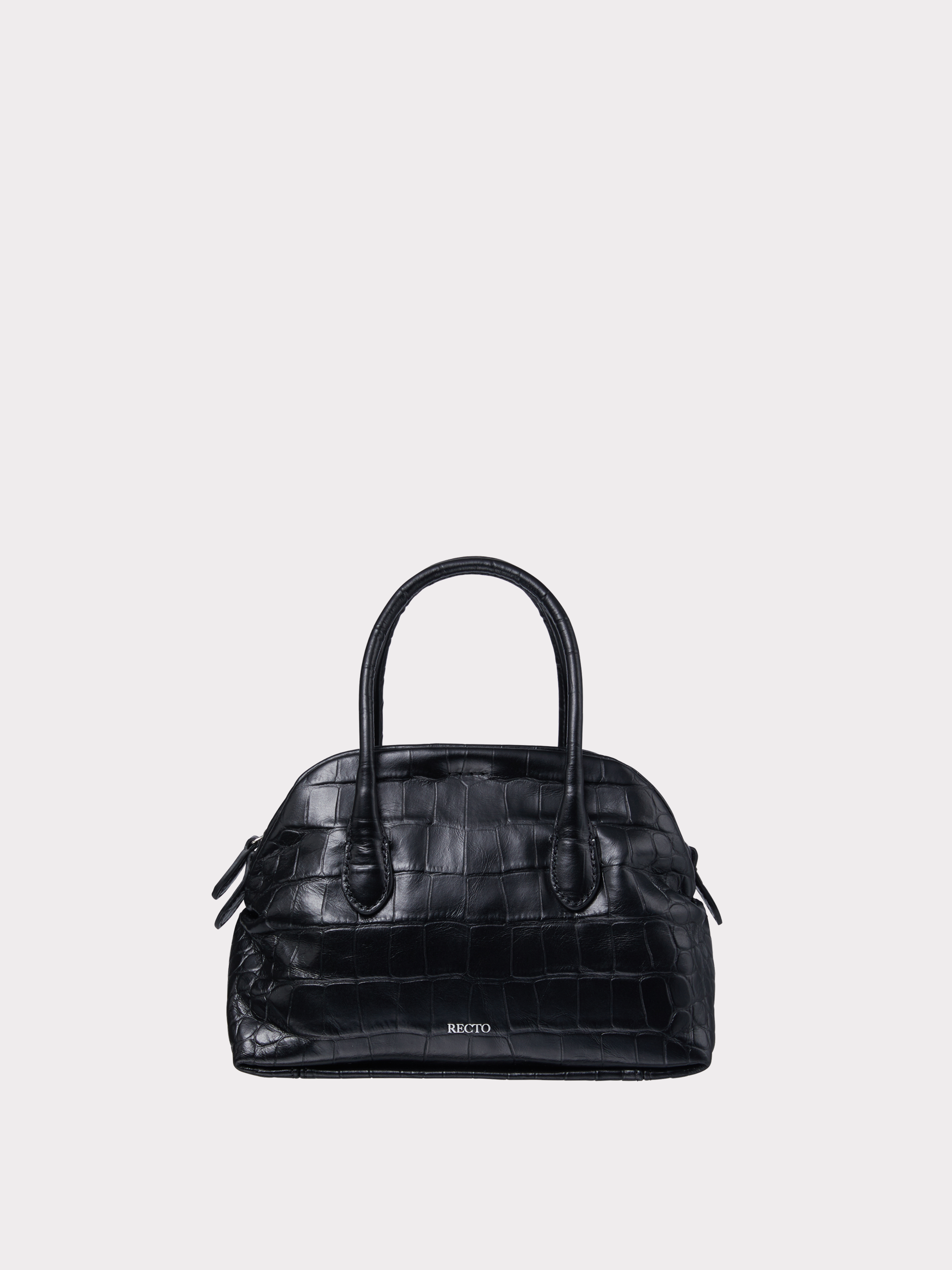 Croc-Effect Singular Tote Mini (Croc Black)