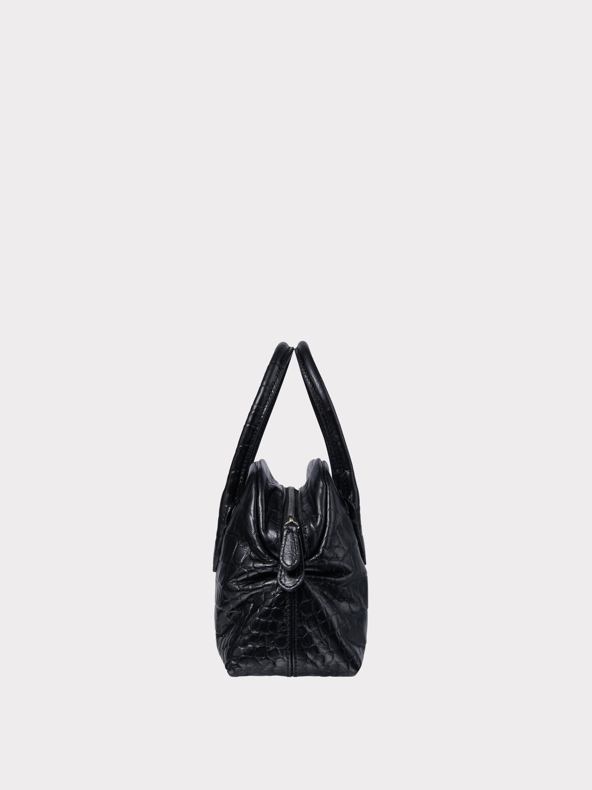 Croc-Effect Singular Tote Mini (Croc Black)