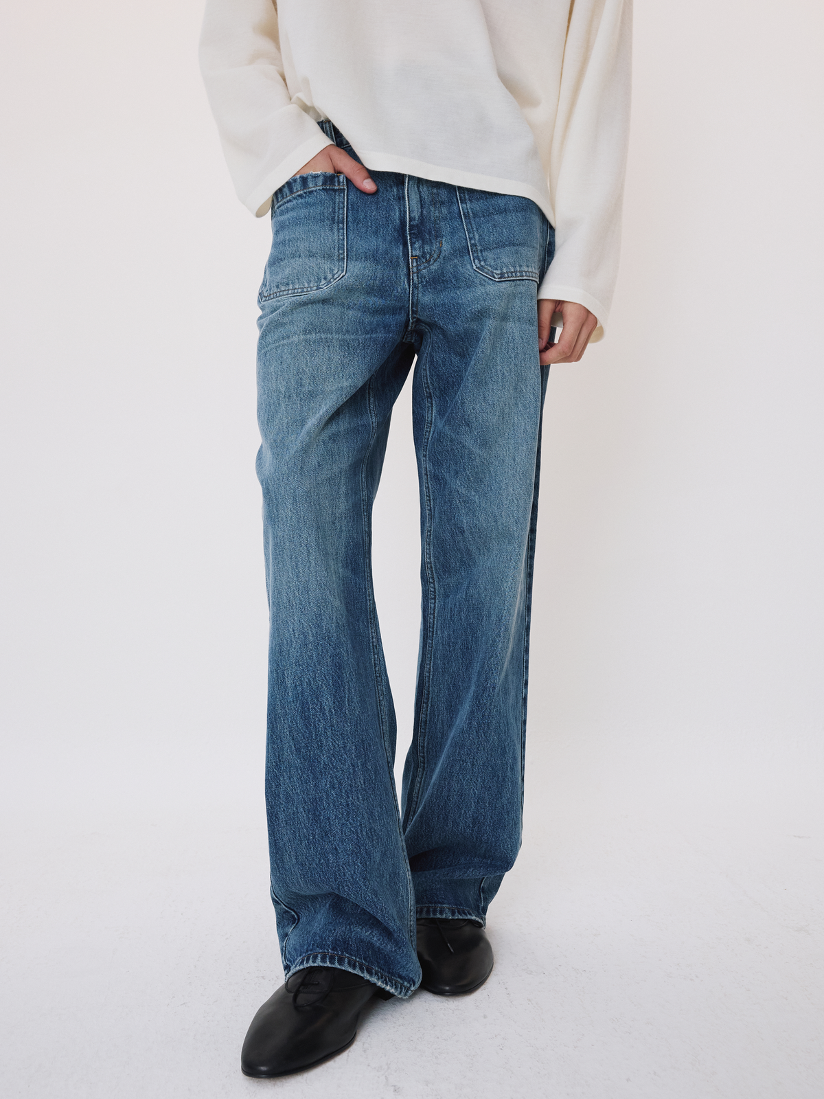 Front Pocket Denim Pants (Blue)