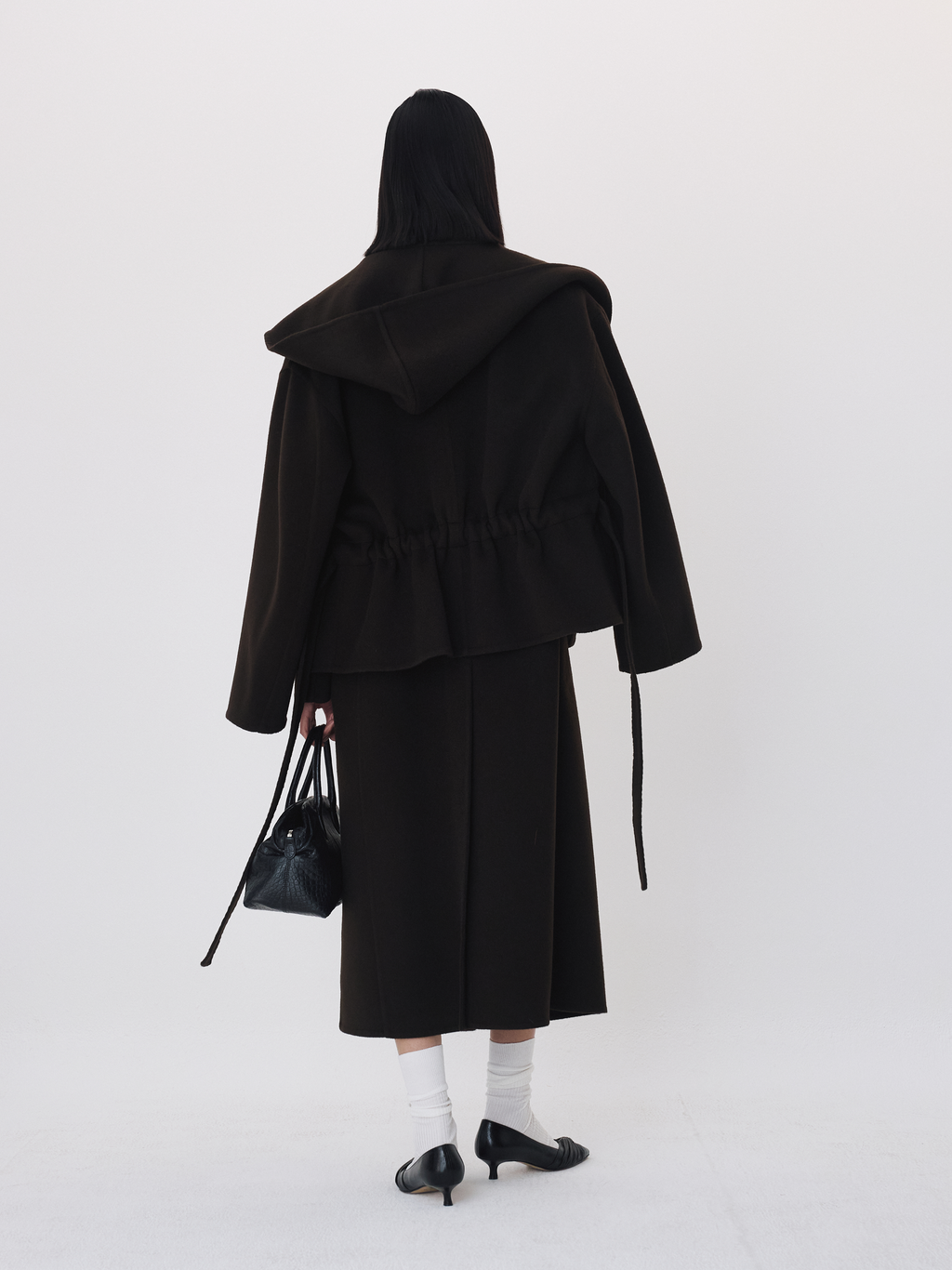 Handmade Hooded Belted Coat (Dark Chocolate)