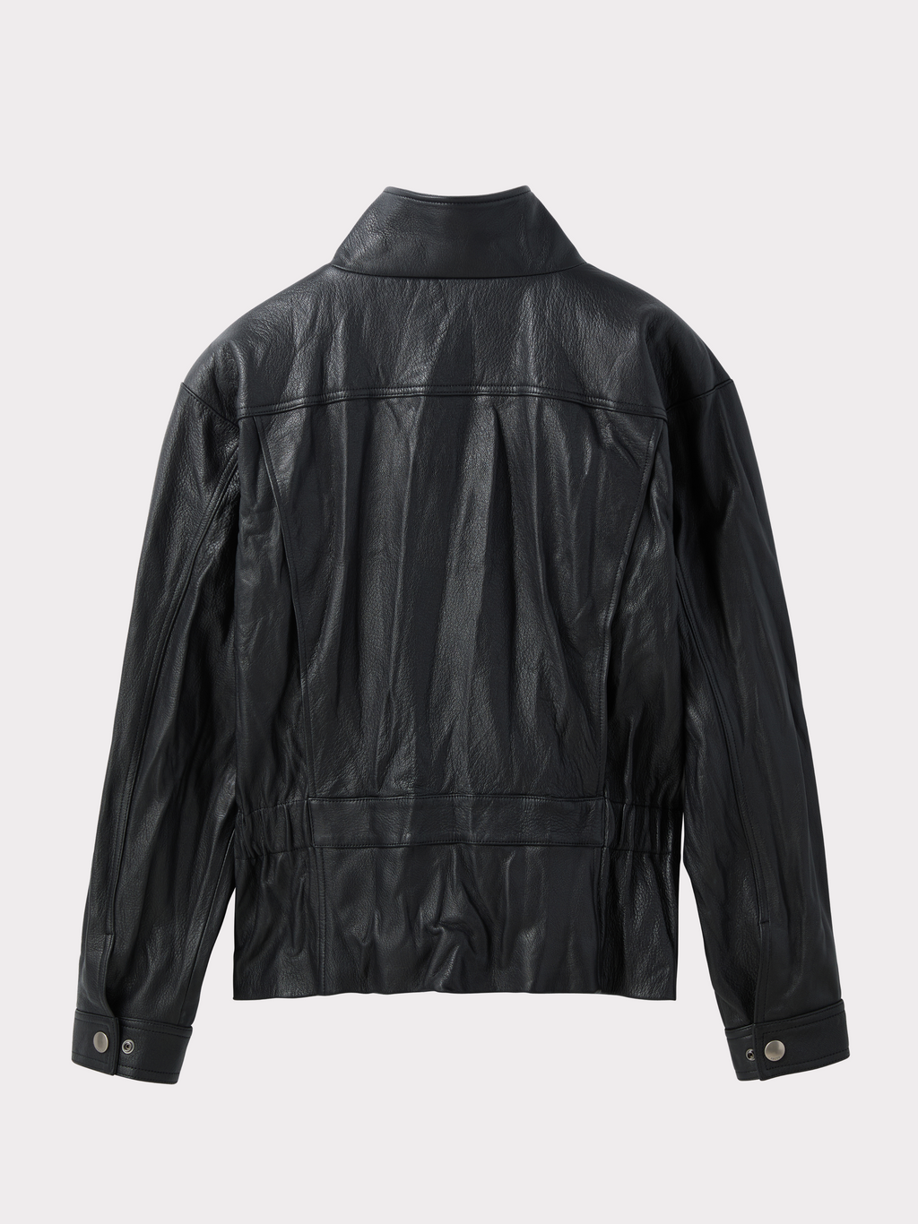 High Neck Belted Leather Jumper (Black)