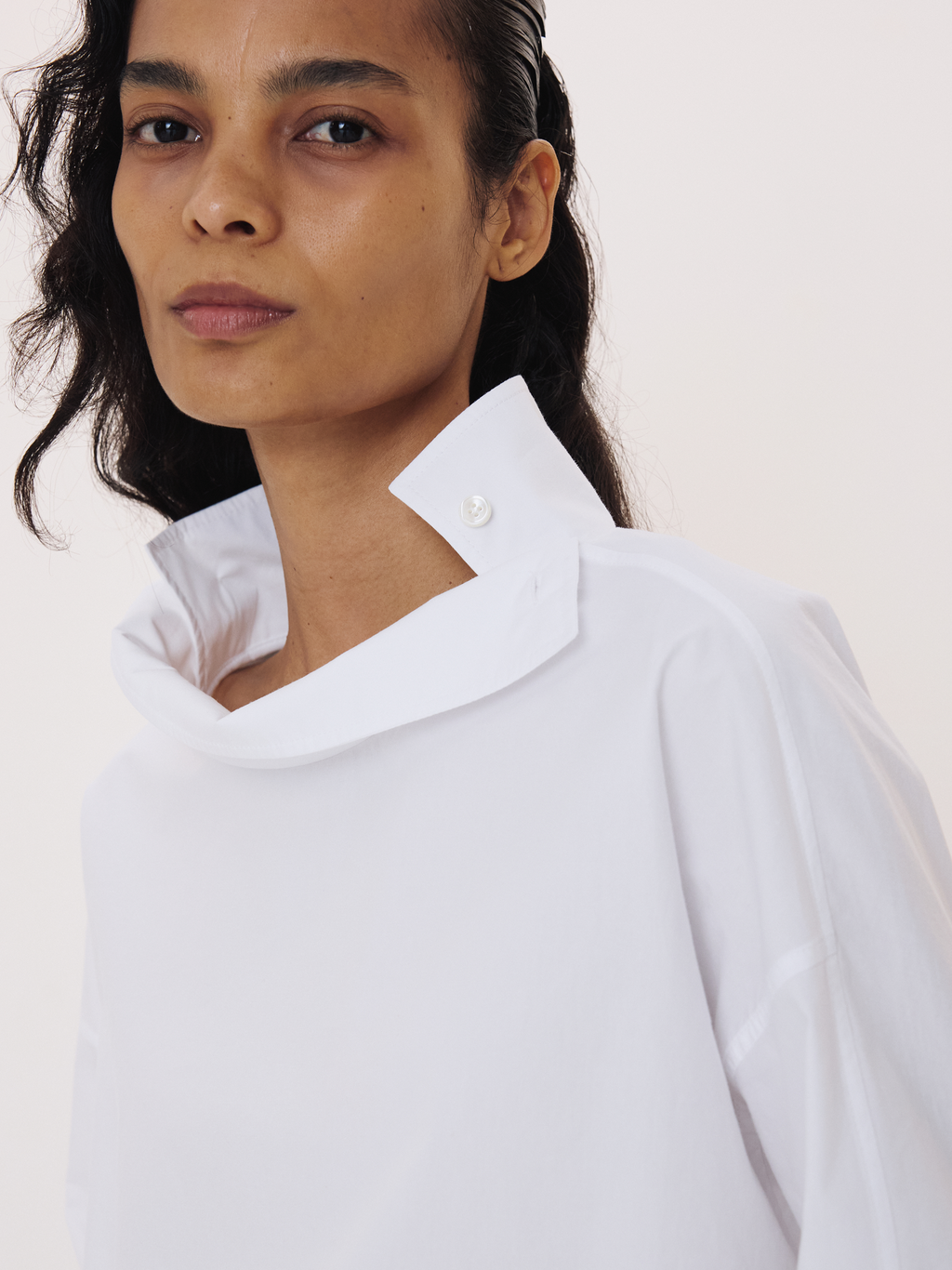 High Neck Cotton Top (White)