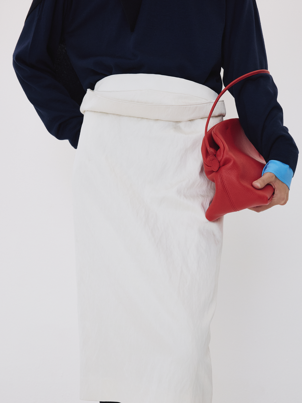 High Waist Draped Skirt (Bean Ivory)
