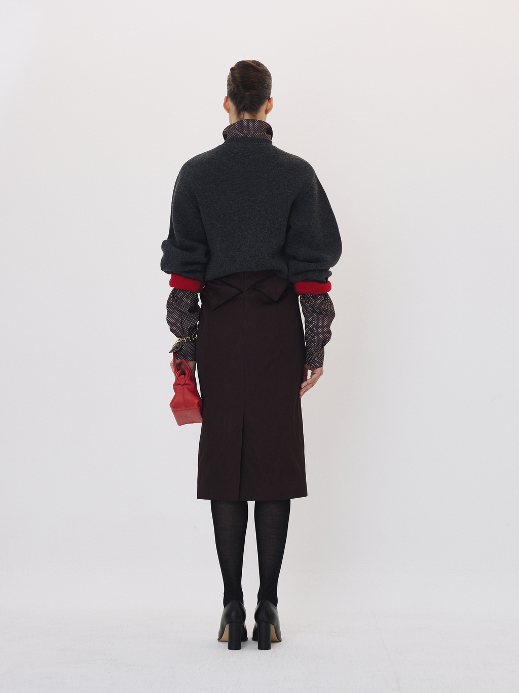 High Waist Draped Skirt (Dark Chocolate)