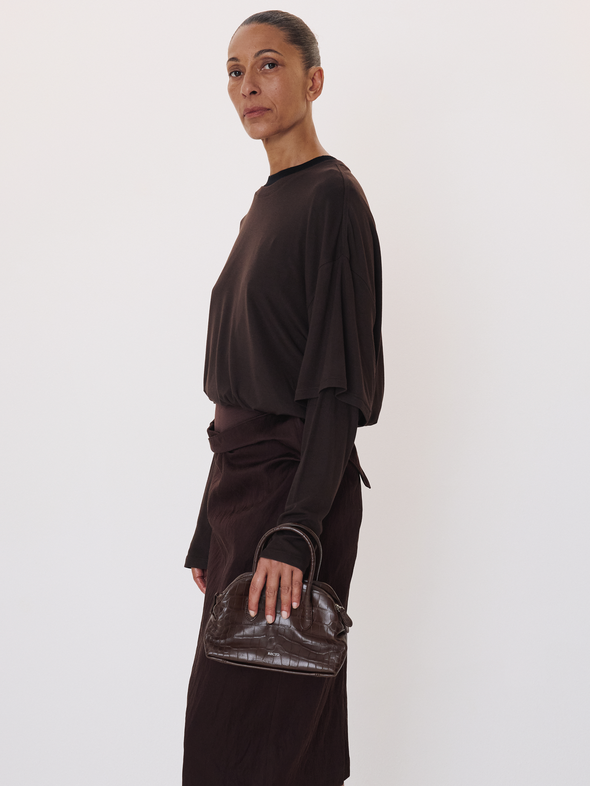 Layered Sleeve Top (Dark Chocolate)