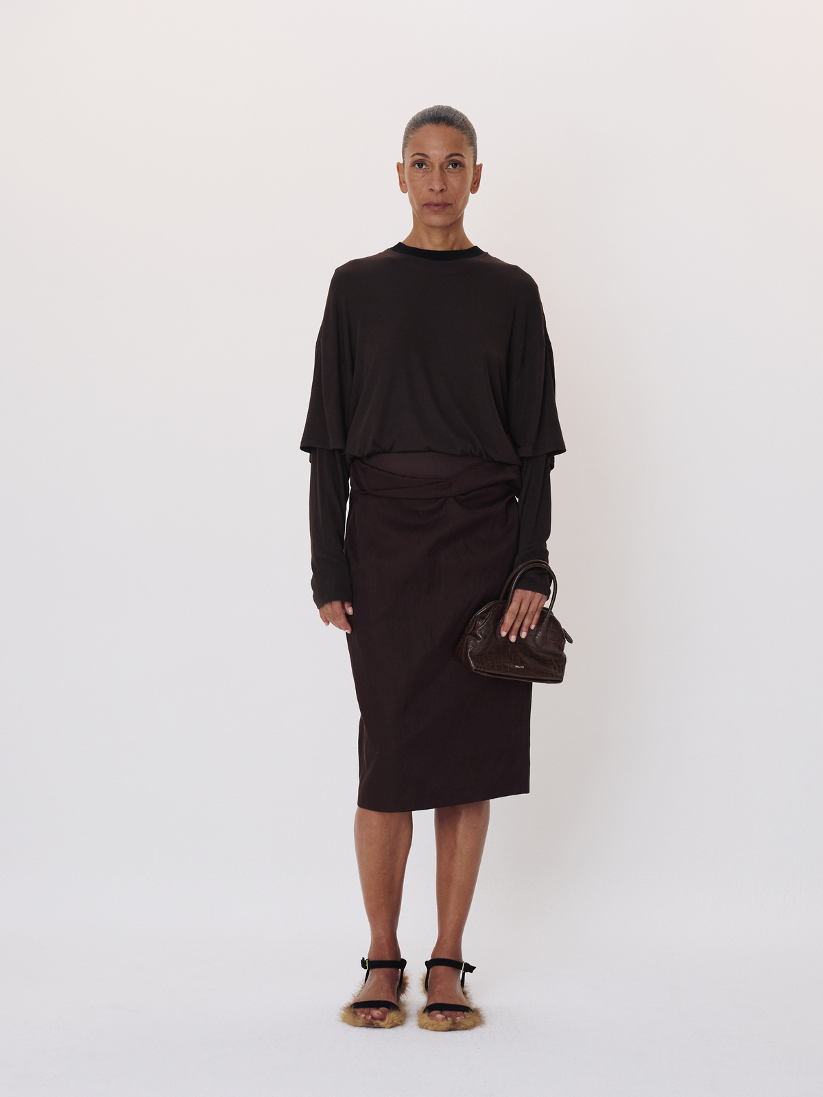 Layered Sleeve Top (Dark Chocolate)