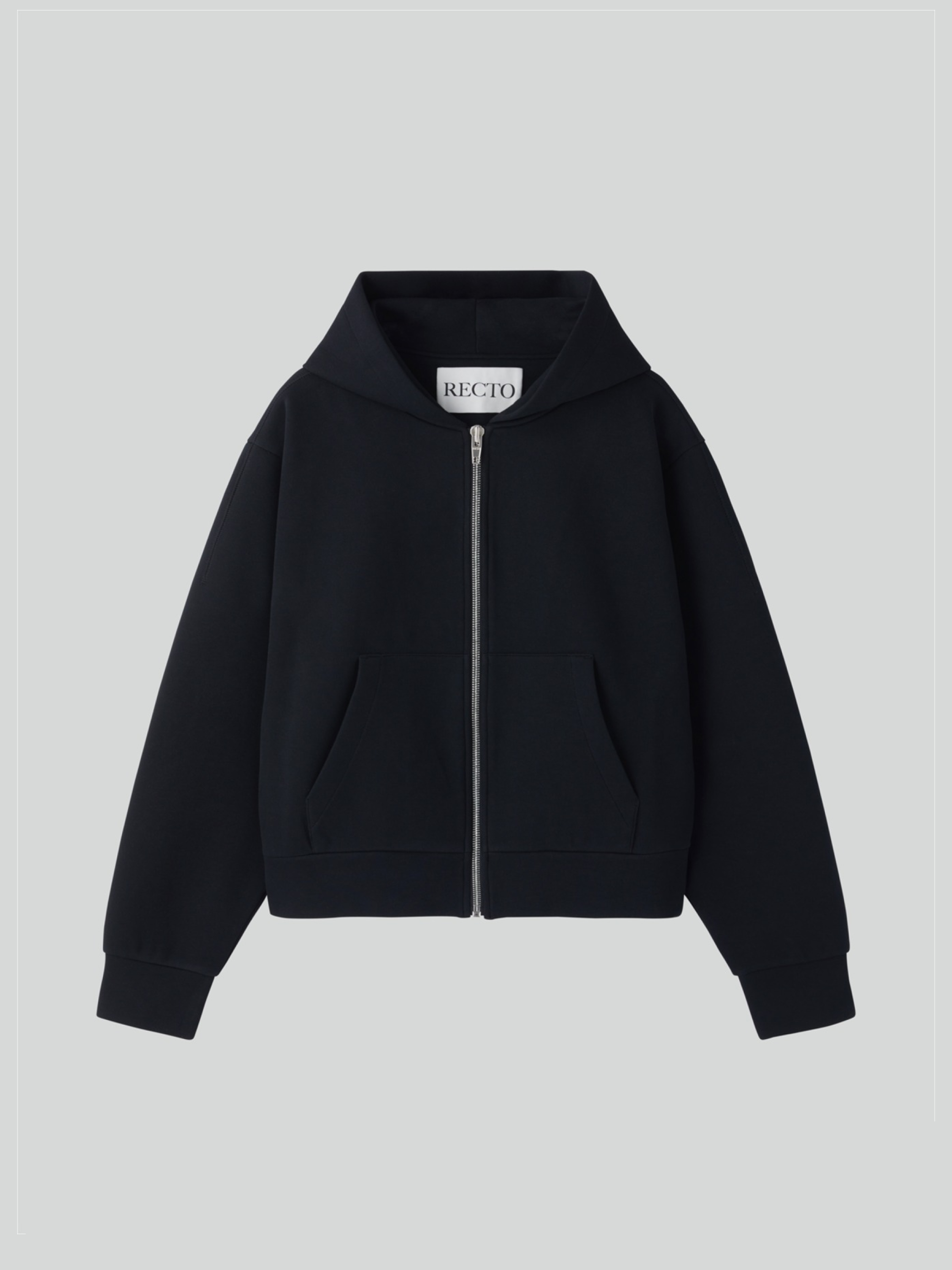 Logo Detail Hoodie Zip-Up (Black)