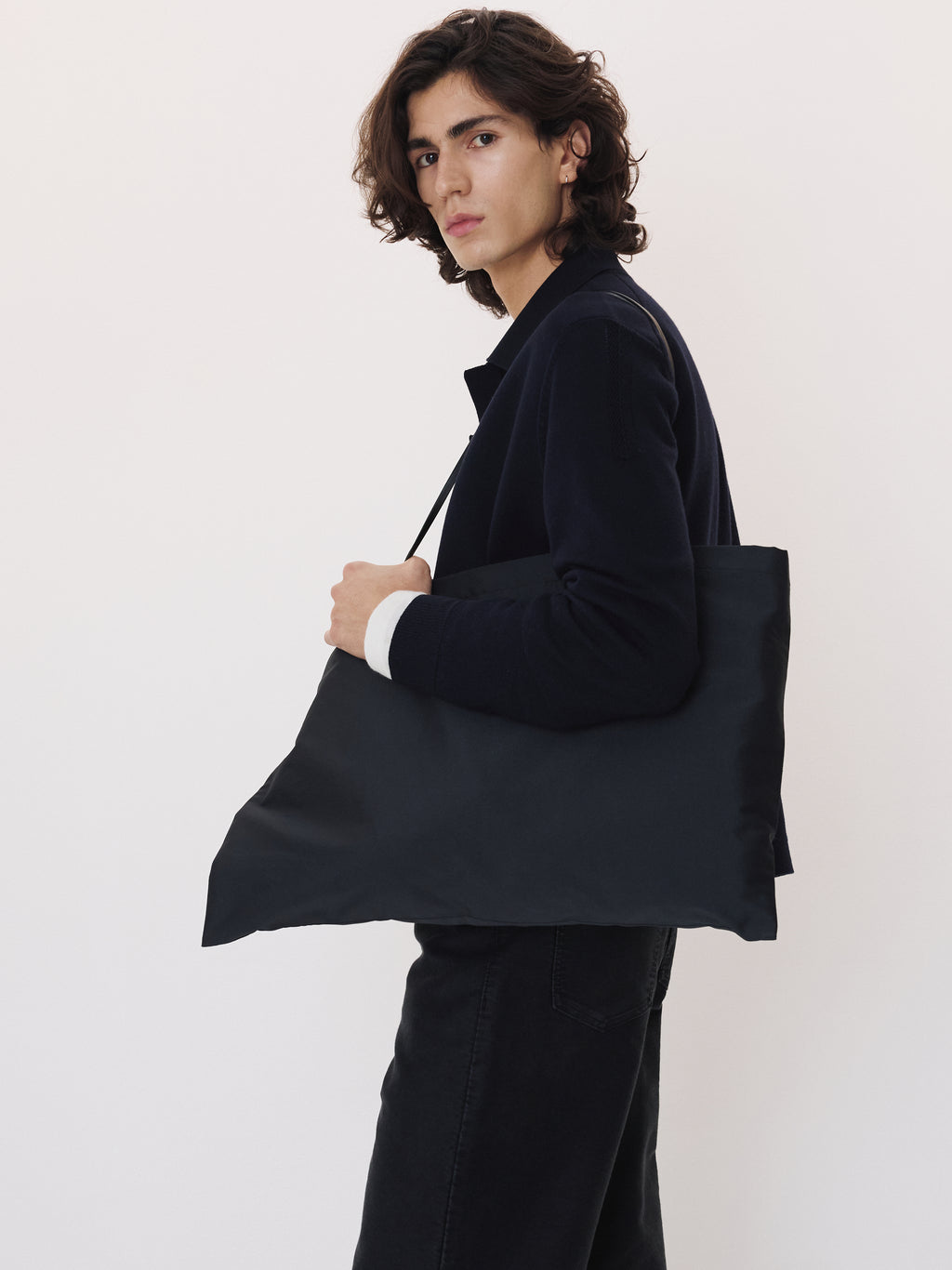 Open Collar Knit Cardigan (Dark Navy)