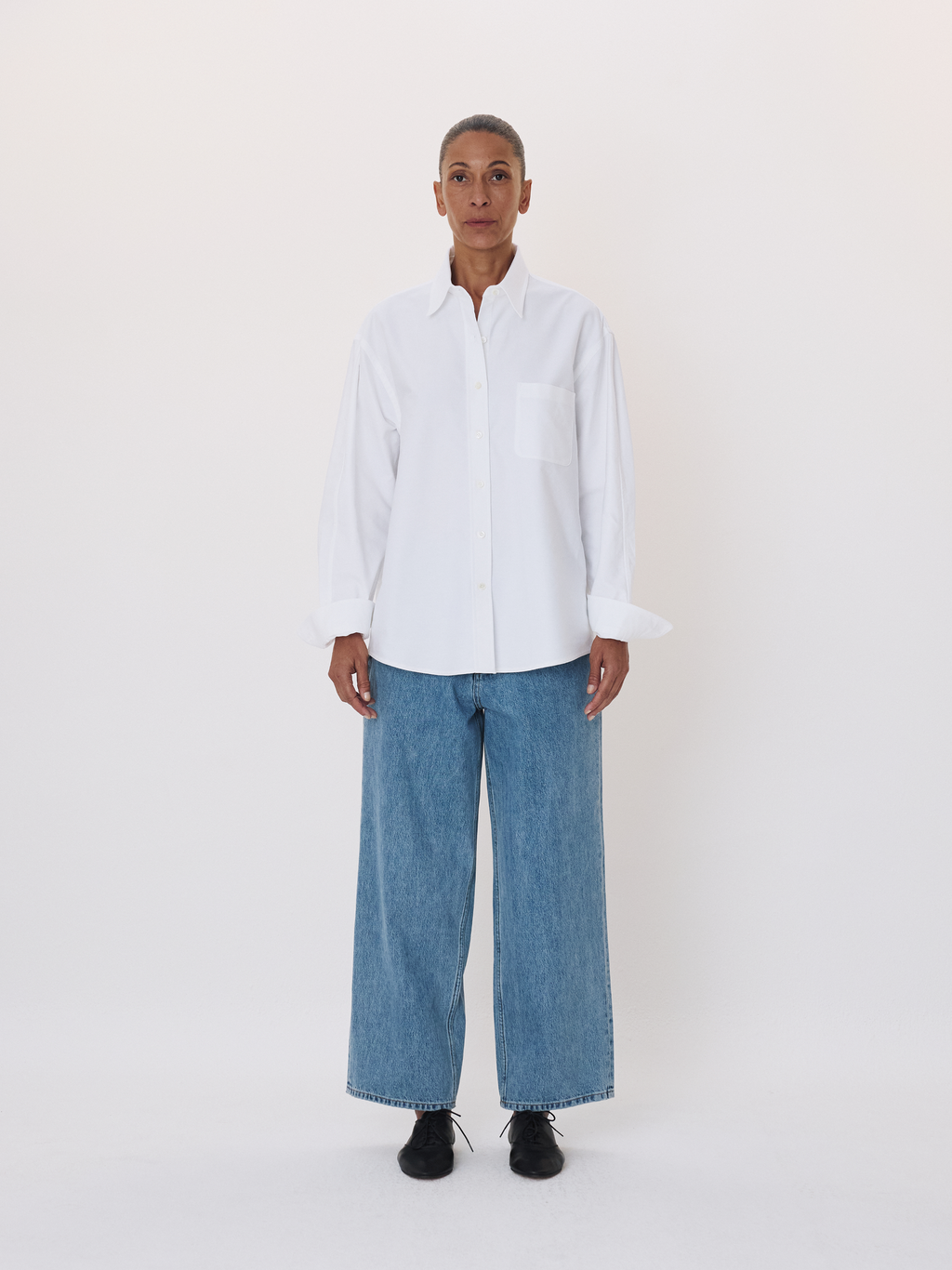 Oversized Straight Denim Pants (Light Blue)