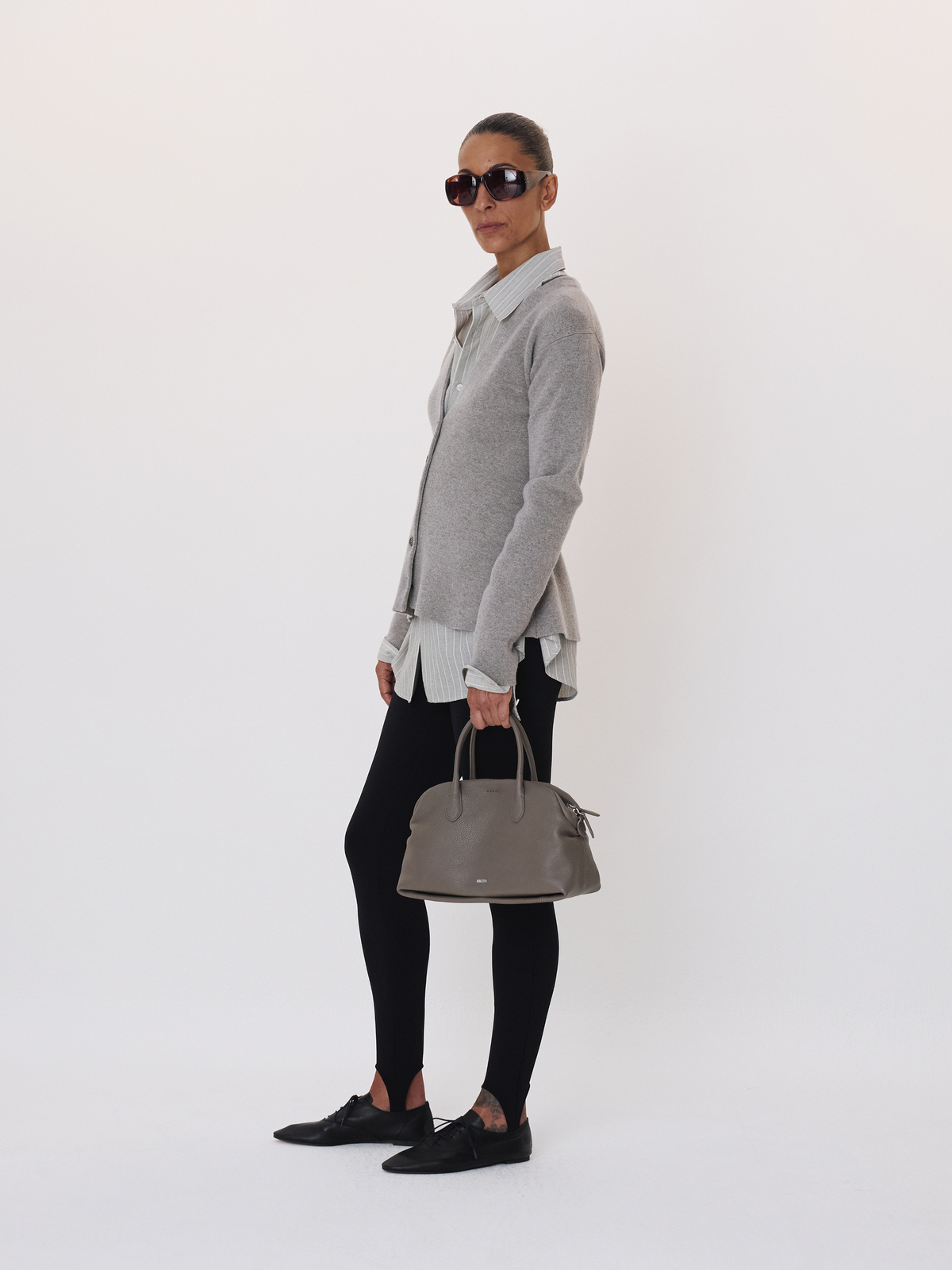 Peplum Knit Cardigan (Stone Grey)