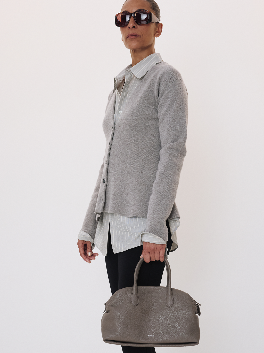 Peplum Knit Cardigan (Stone Grey)