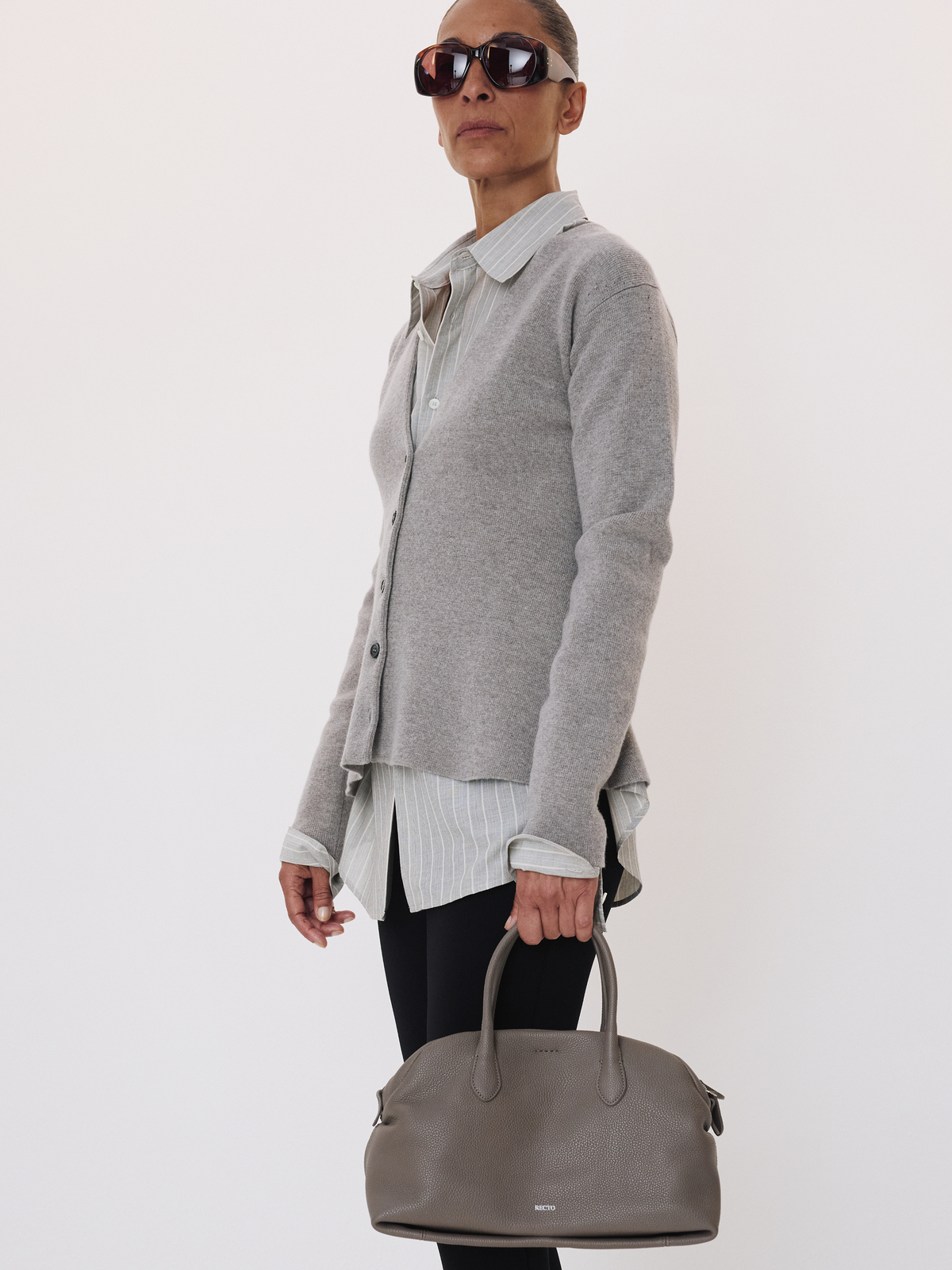 Peplum Knit Cardigan (Stone Grey)