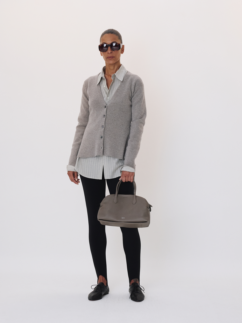 Peplum Knit Cardigan (Stone Grey)
