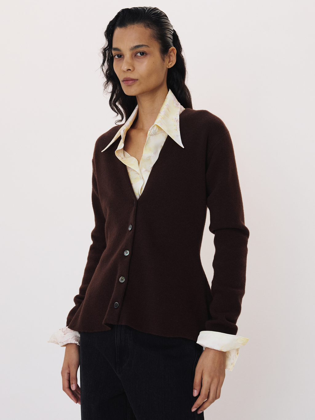 Peplum Knit Cardigan (Vintage Brown)