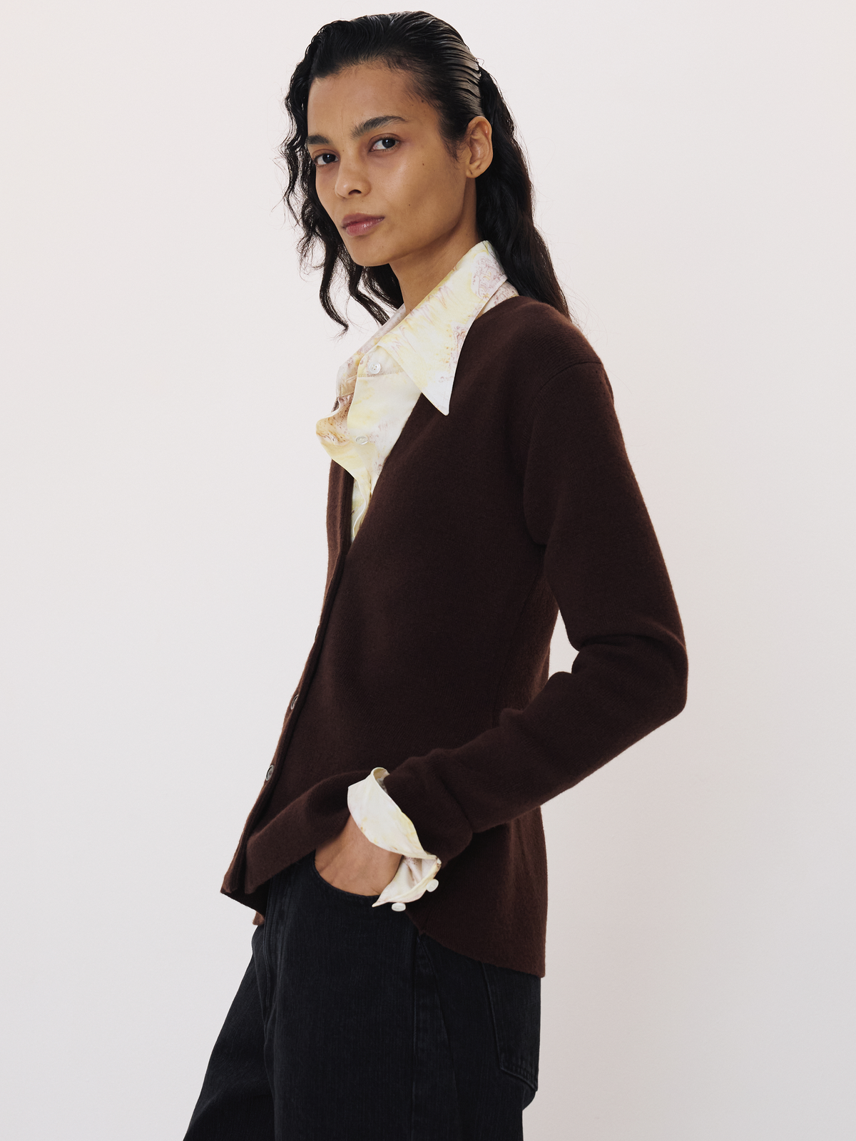 Peplum Knit Cardigan (Vintage Brown)