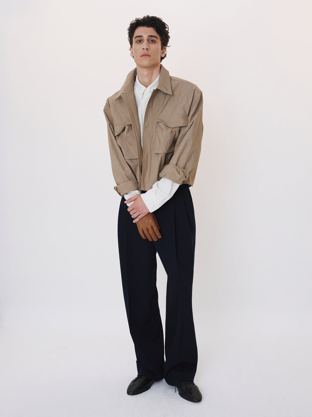 Pocket Detail Crop Jacket (Sepia Beige)