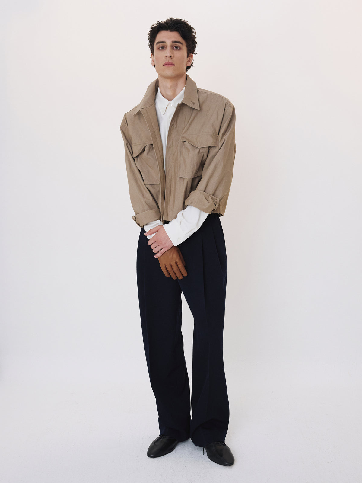 Pocket Detail Crop Jacket (Sepia Beige)