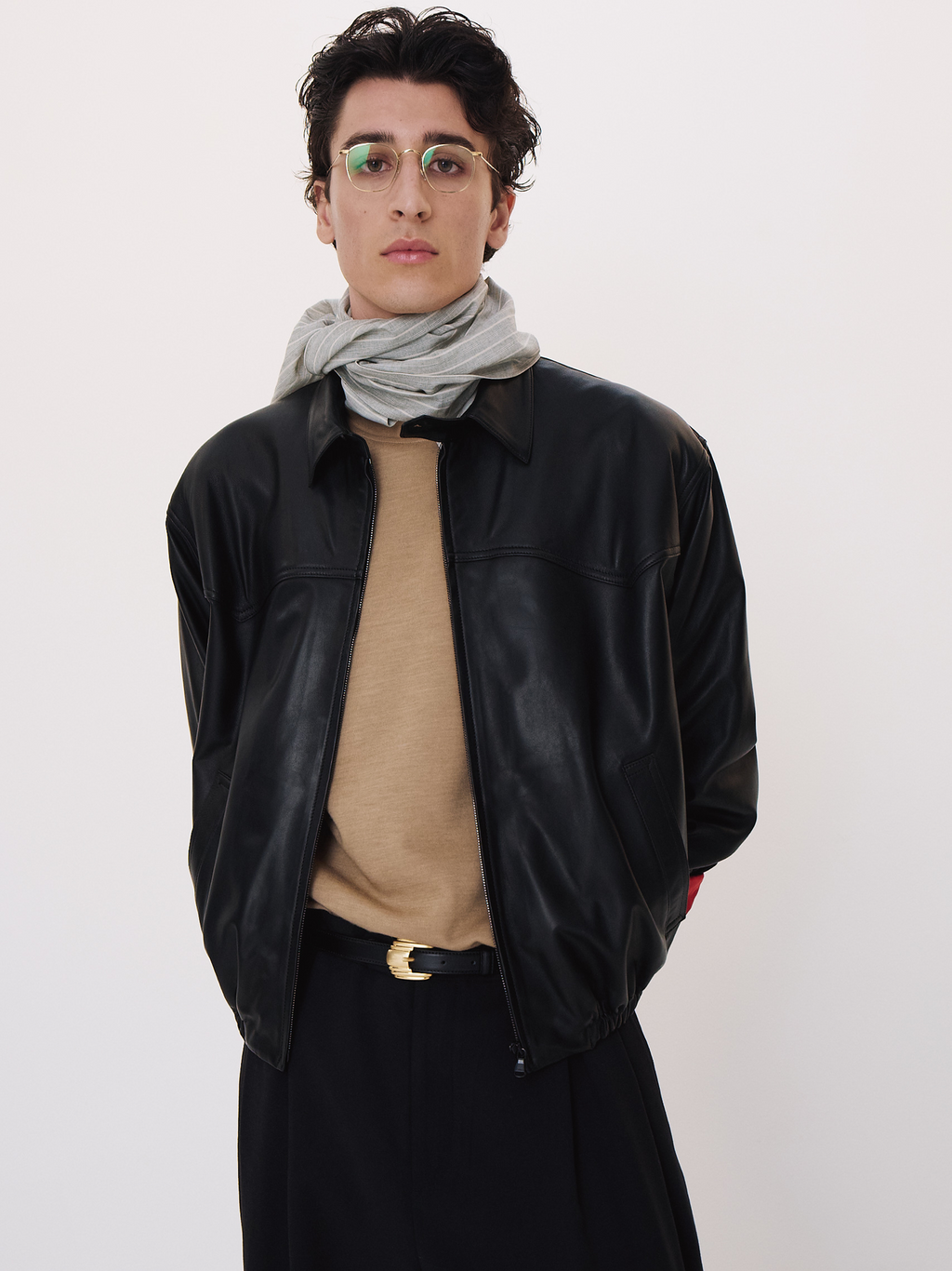 Signature Harrington Leather Jumper (Black)