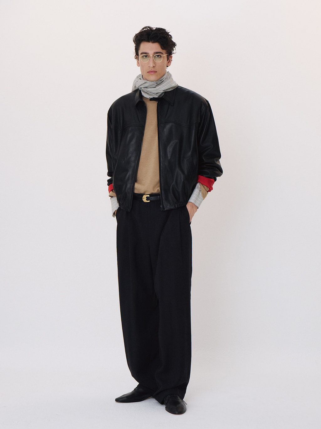 Signature Harrington Leather Jumper (Black)
