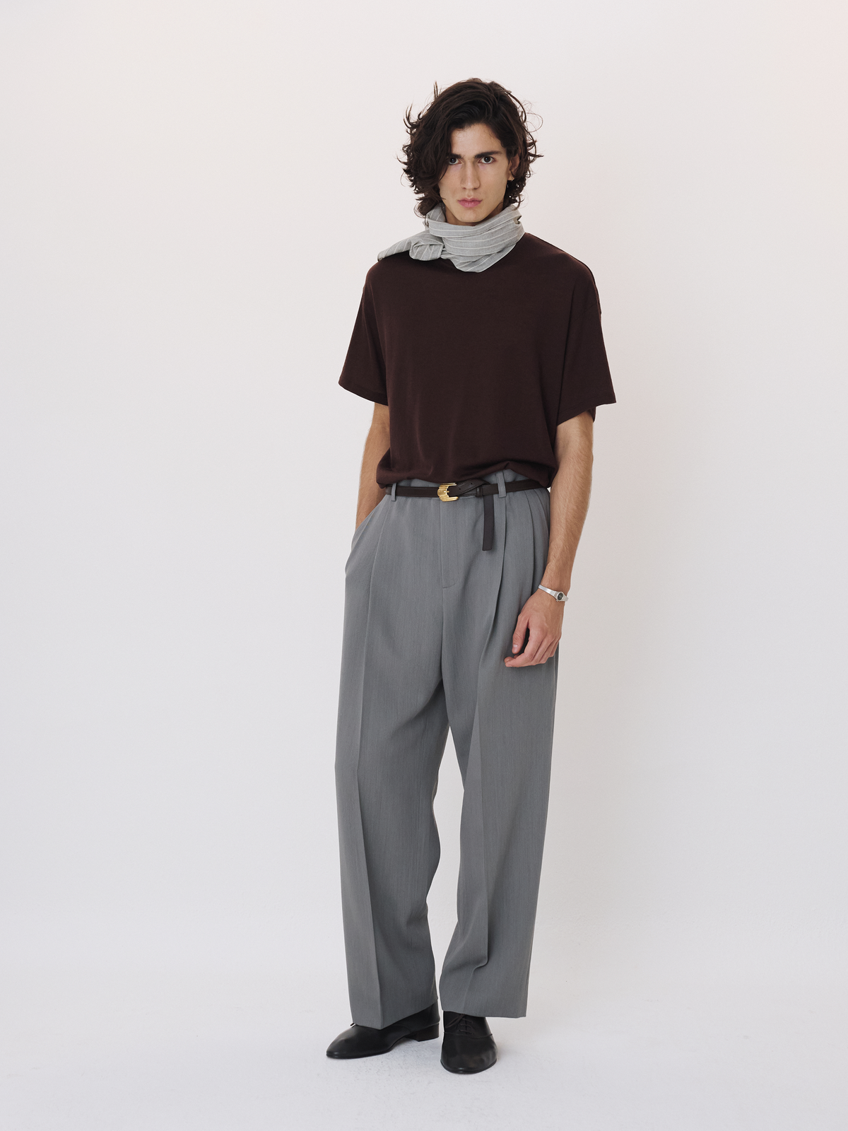 Wool Blend Oversized T-Shirt (Brown)
