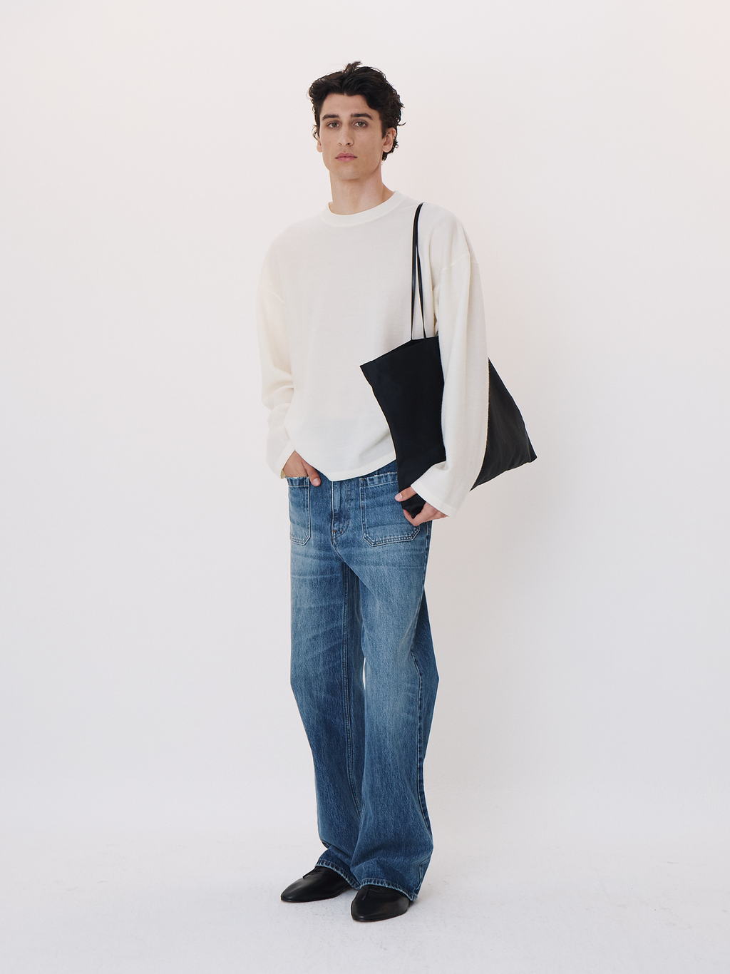Wool Blend Oversized Top (Ivory)