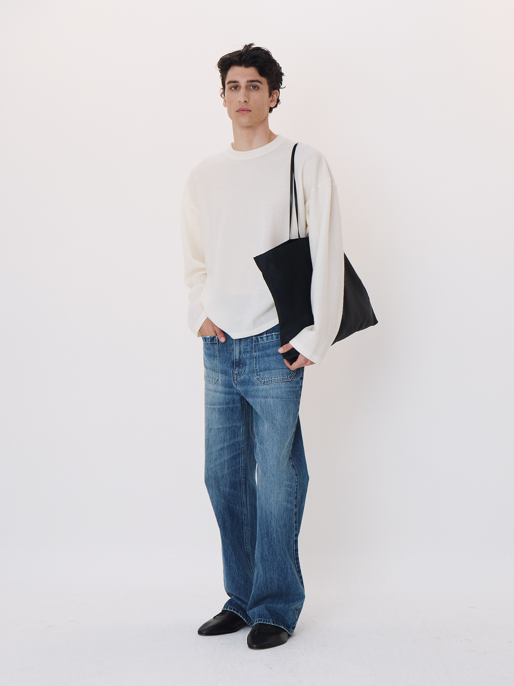 Wool Blend Oversized Top (Ivory)
