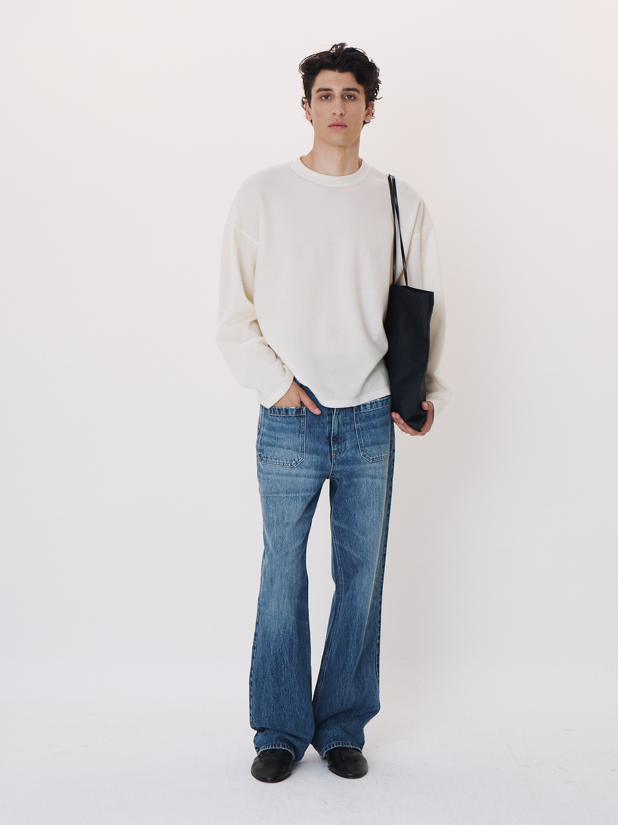 Wool Blend Oversized Top (Ivory)
