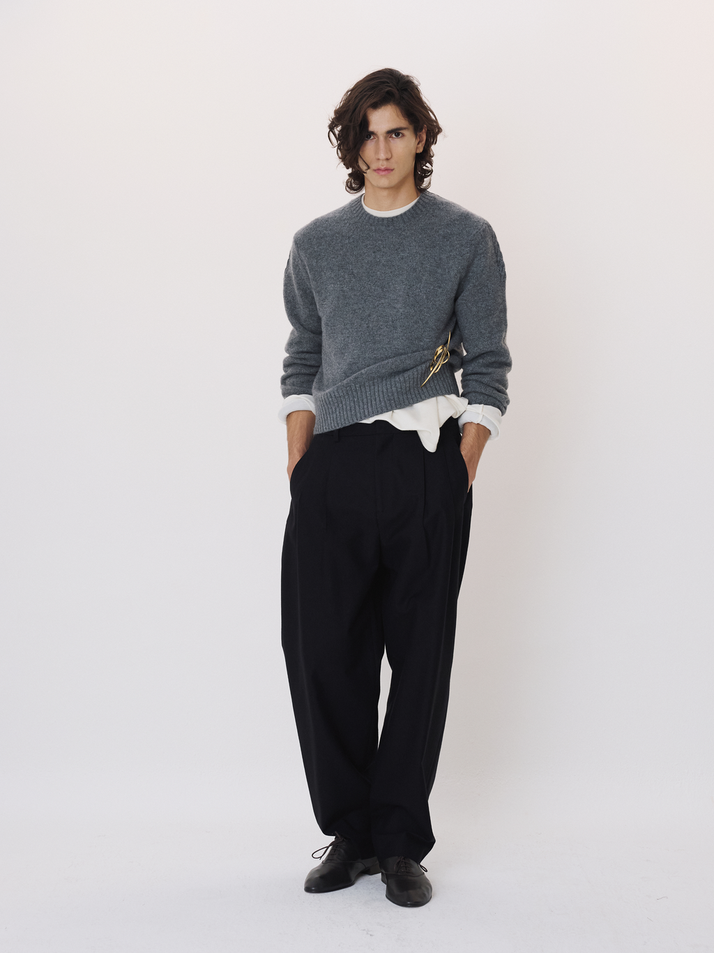 Signature Detail Knit Top (Melange Grey)