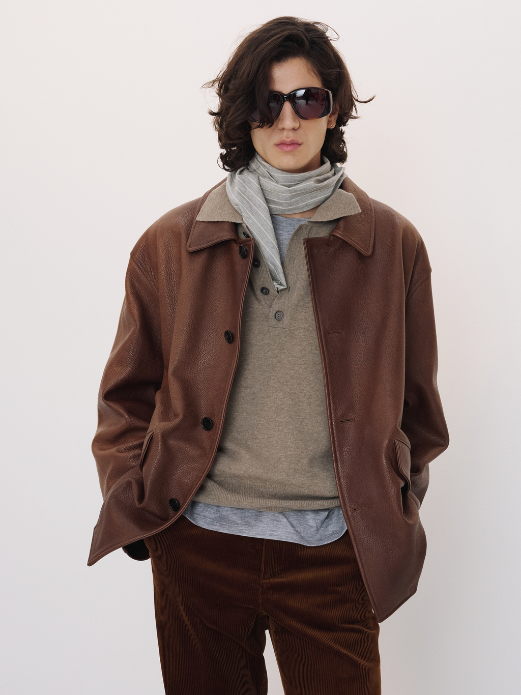 Vintage Leather Chore Jacket (Brown)
