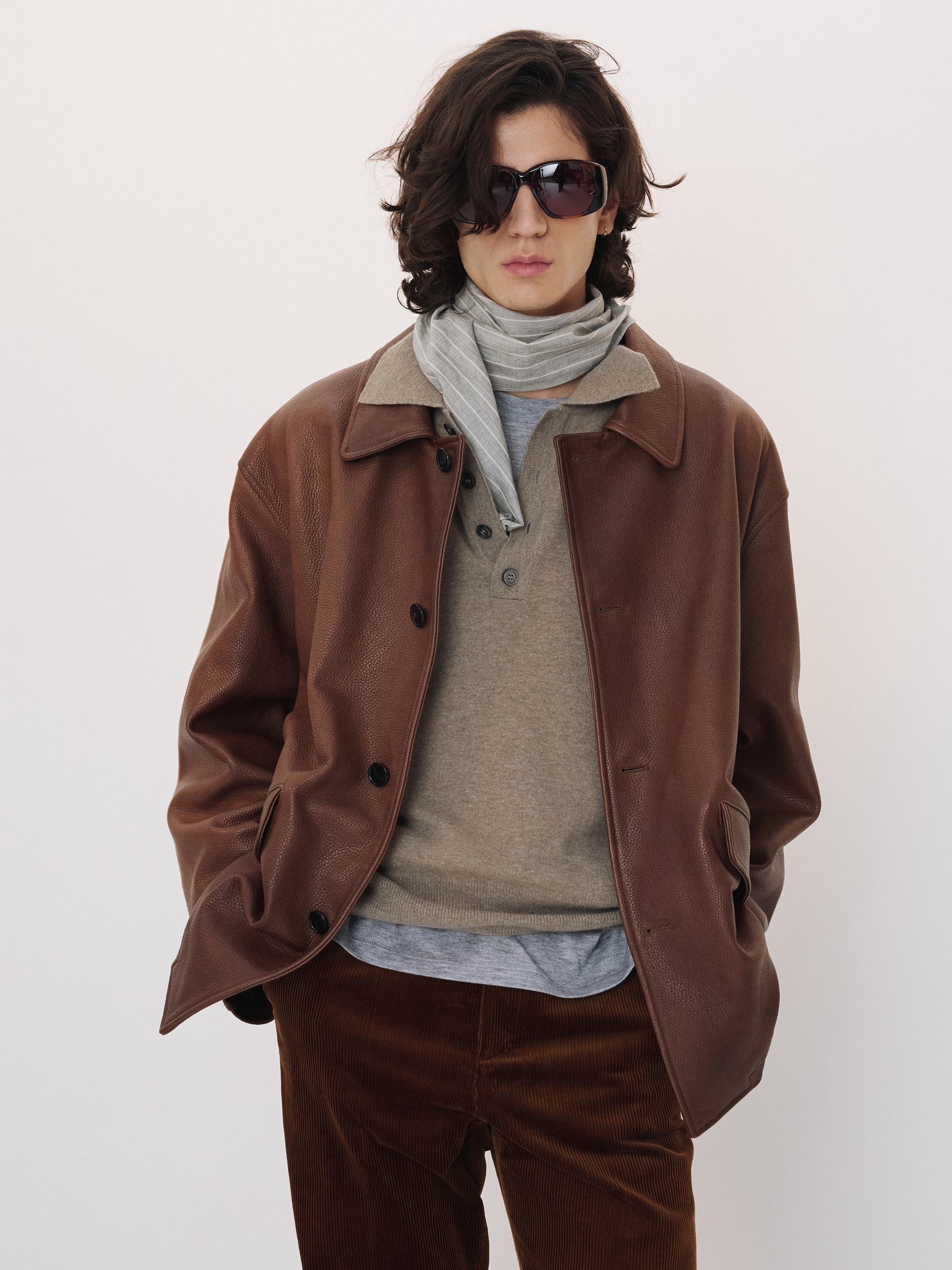 Vintage Leather Chore Jacket (Brown)