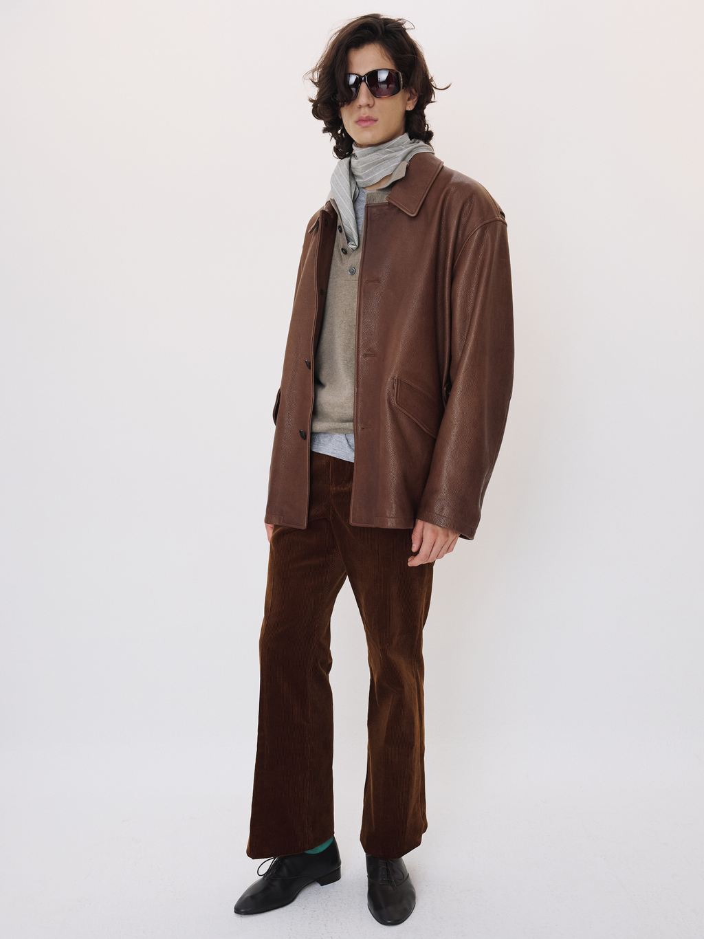 Vintage Leather Chore Jacket (Brown)