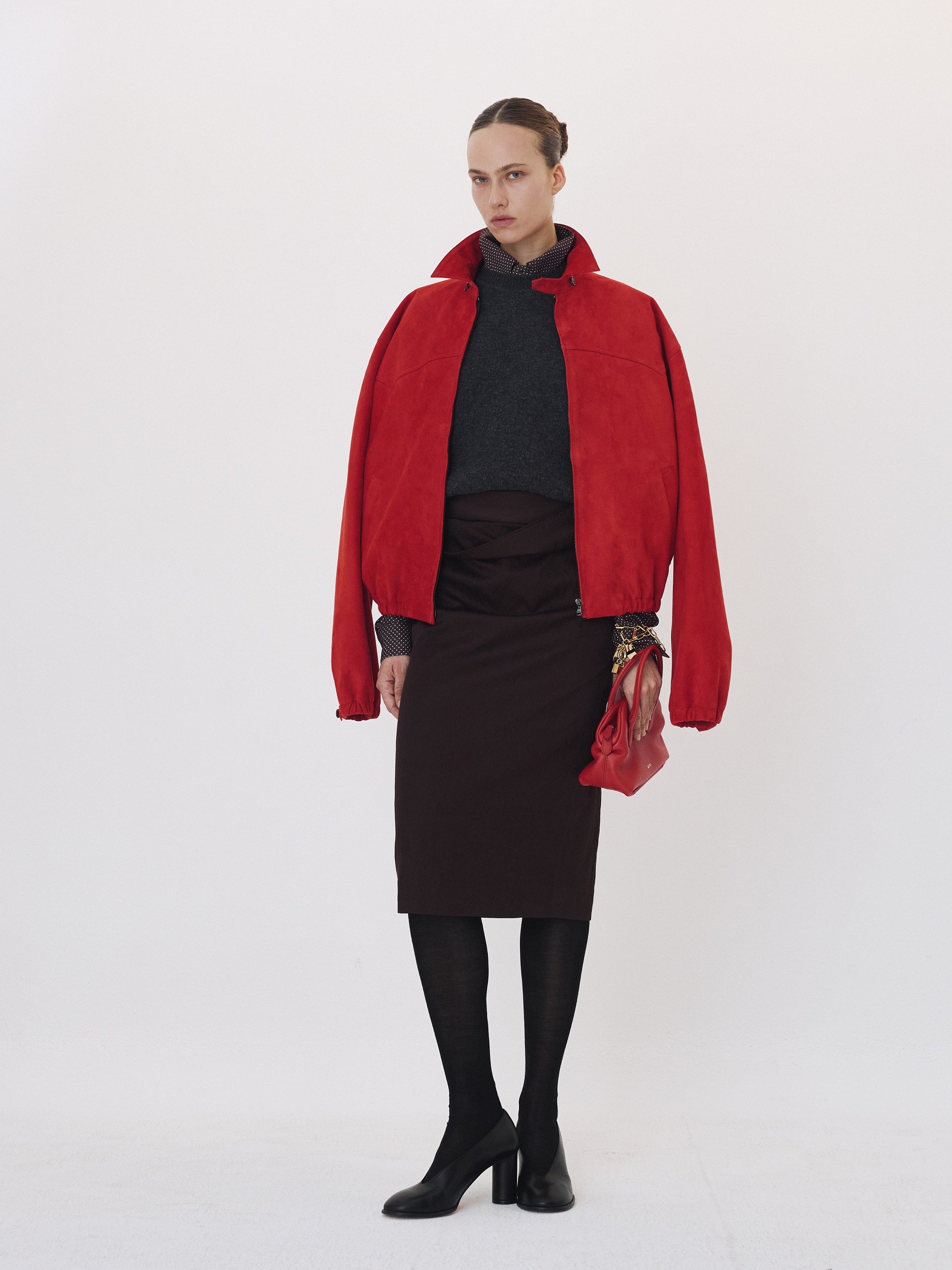 Suede Harrington Jumper (Scarlet Red)