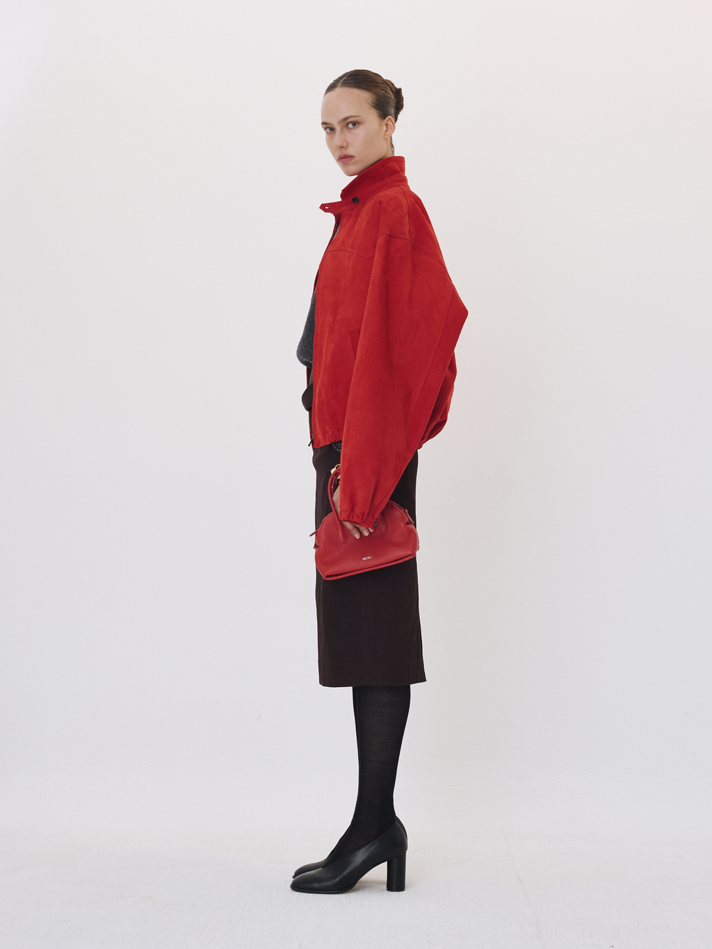 Suede Harrington Jumper (Scarlet Red)