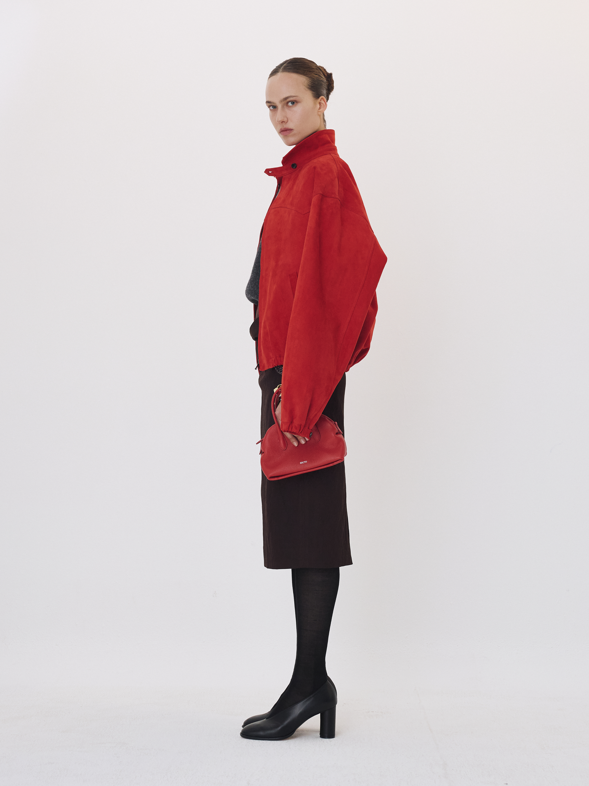 Suede Harrington Jumper (Scarlet Red)