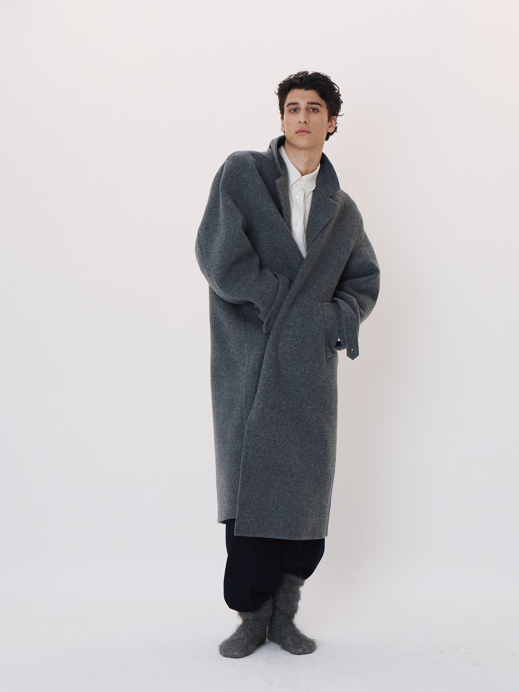 Oversized Maxi Handmade Coat (Melange Grey)