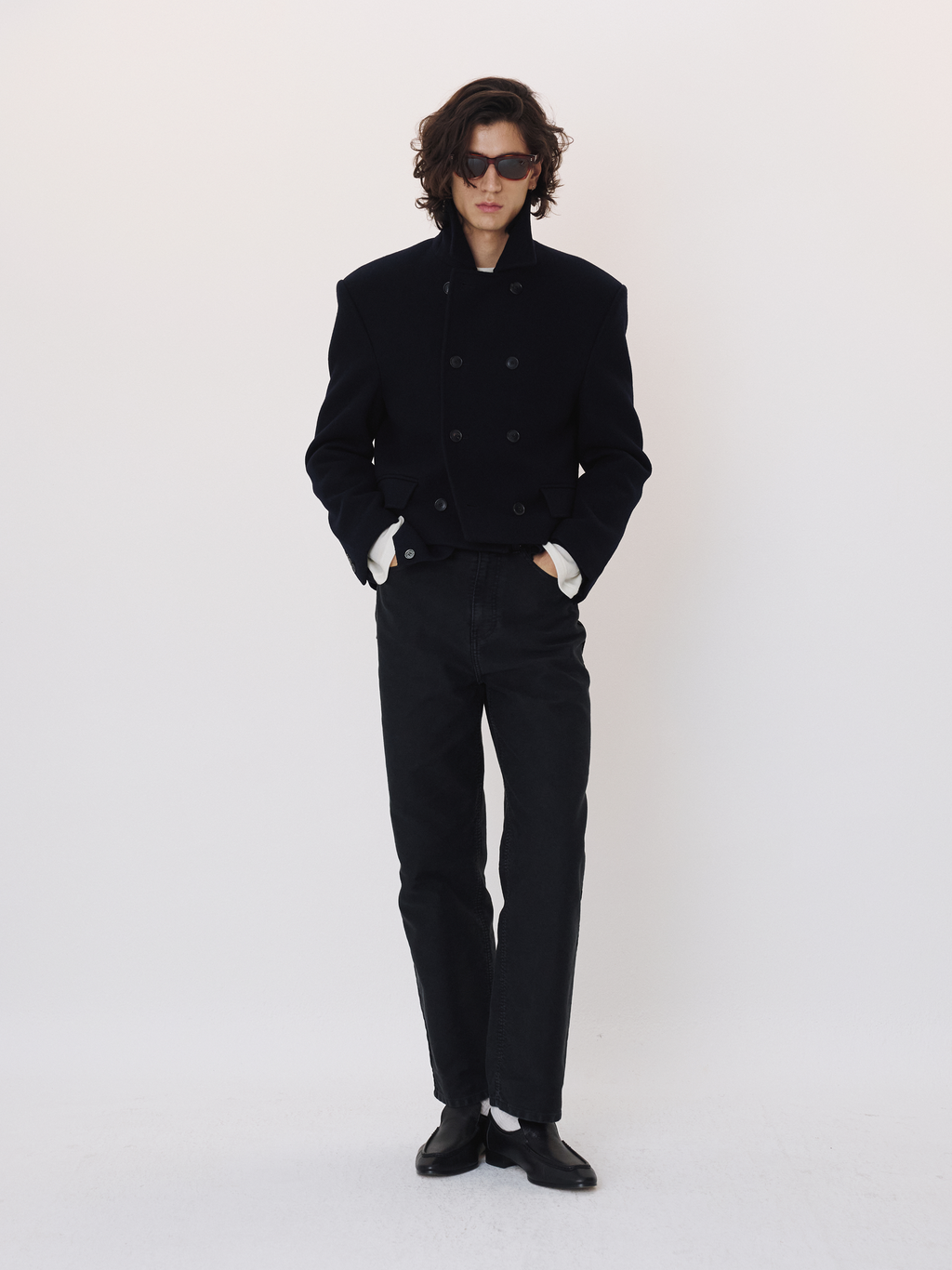 Double Breasted Short Coat (Black)