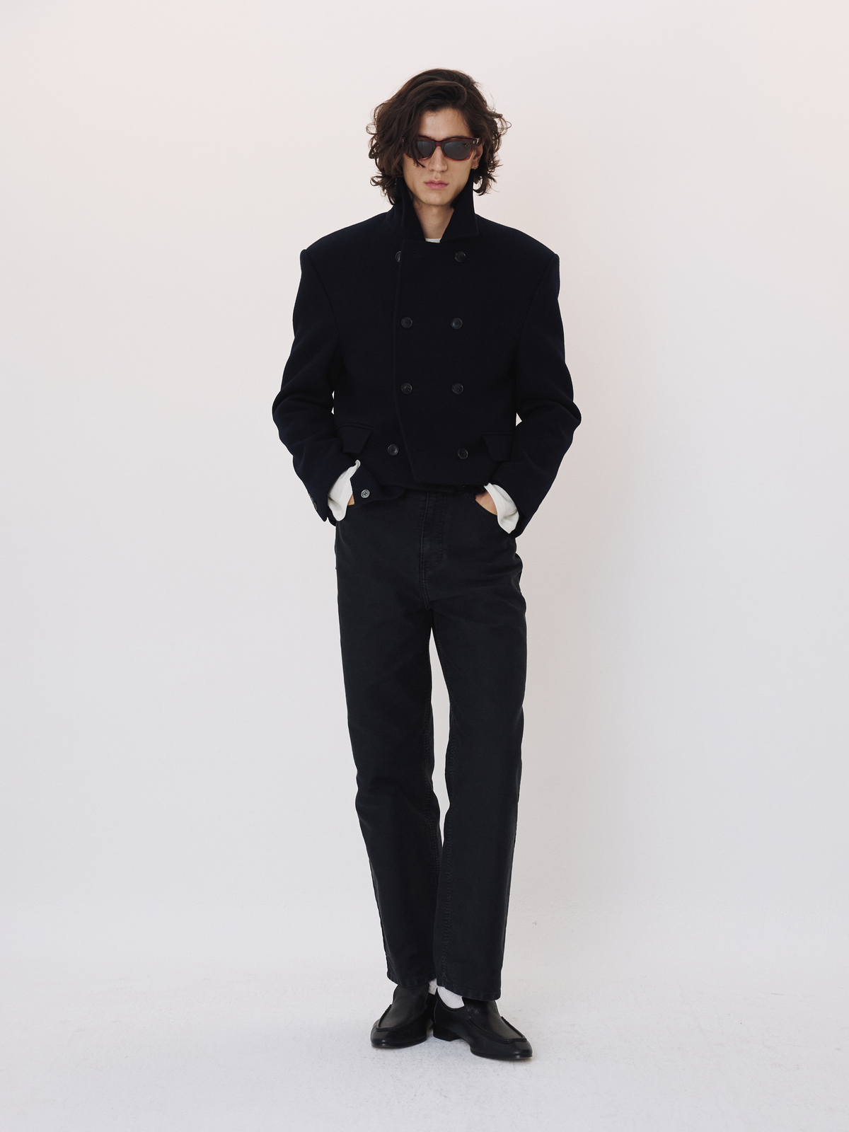 Double Breasted Short Coat (Black)
