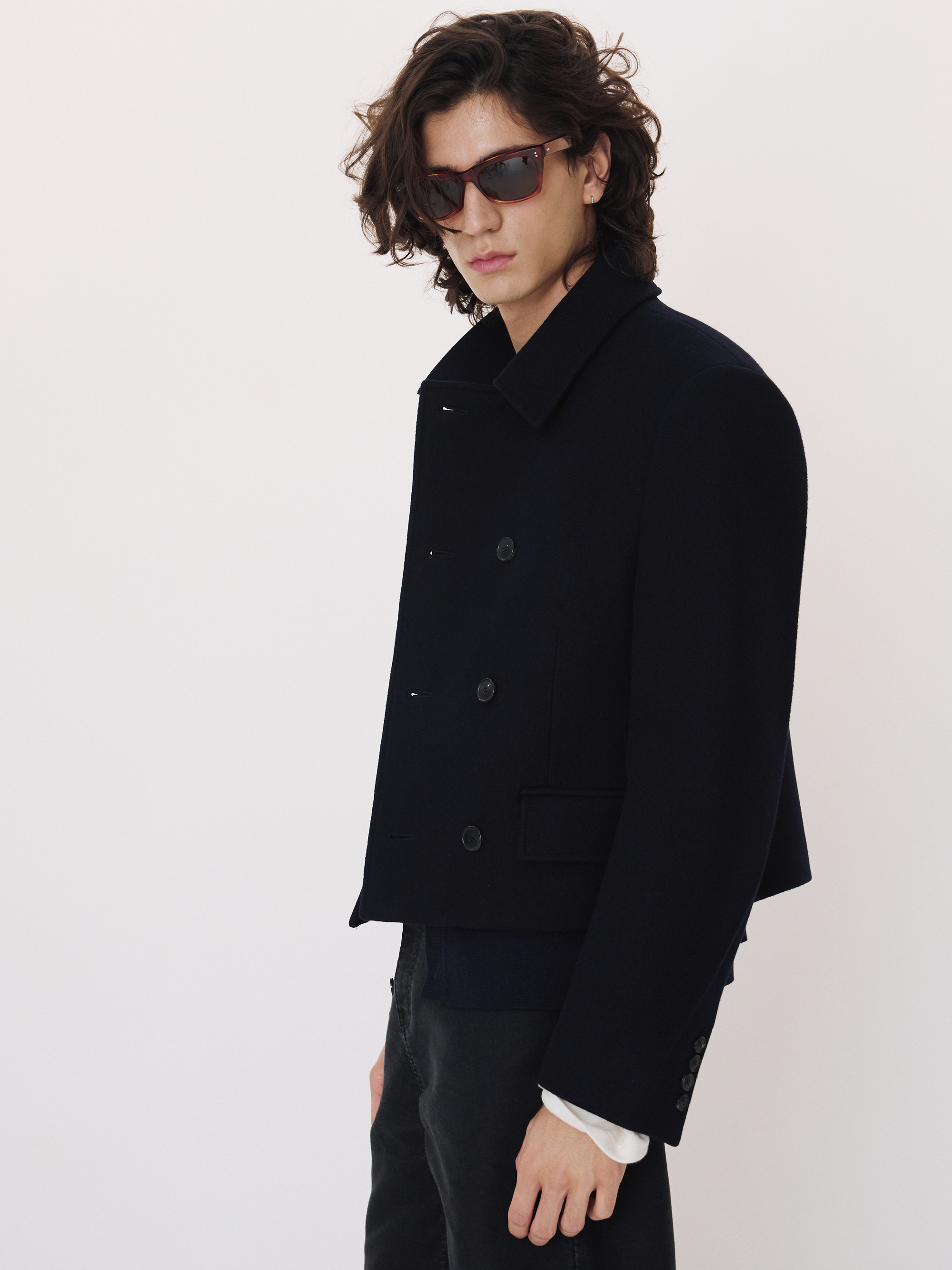 Double Breasted Short Coat (Black)