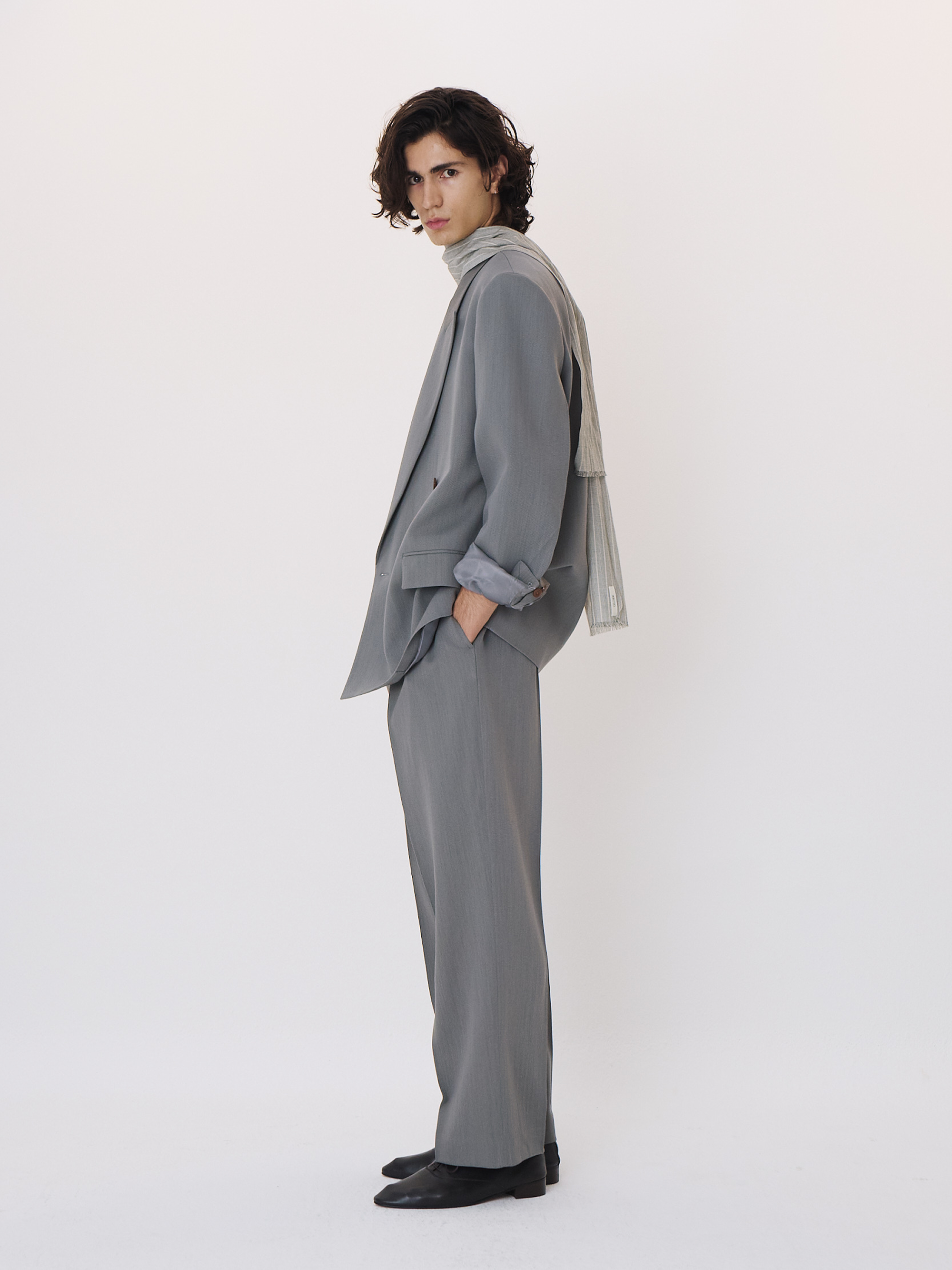 Classic Double Breasted Suit Jacket (Cool Grey)