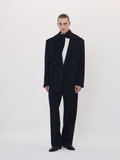 Classic Double Breasted Suit Jacket (Dark Navy)