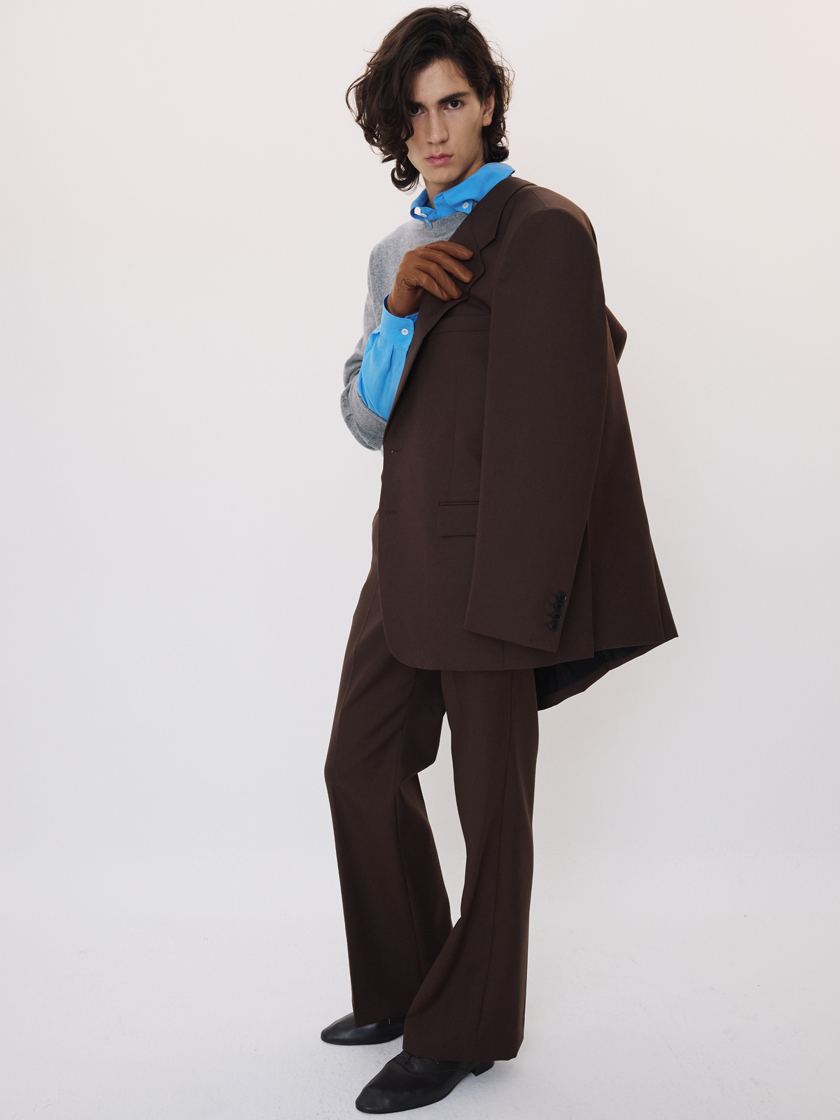 Tailored Single Suit Jacket (Vintage Brown)