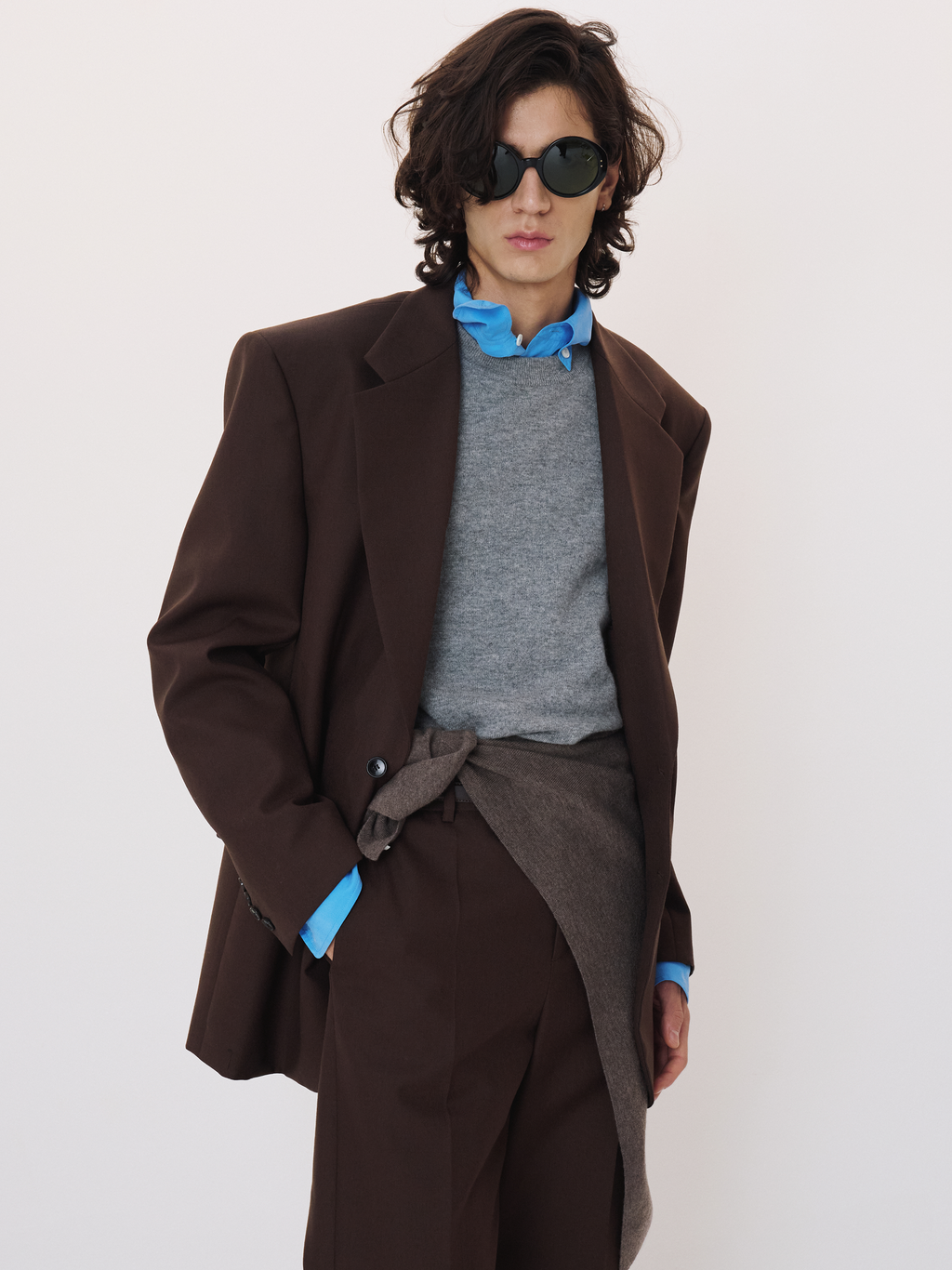 Tailored Single Suit Jacket (Vintage Brown)