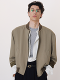 Wide Shoulder Fluid Jumper (Greyish Khaki)