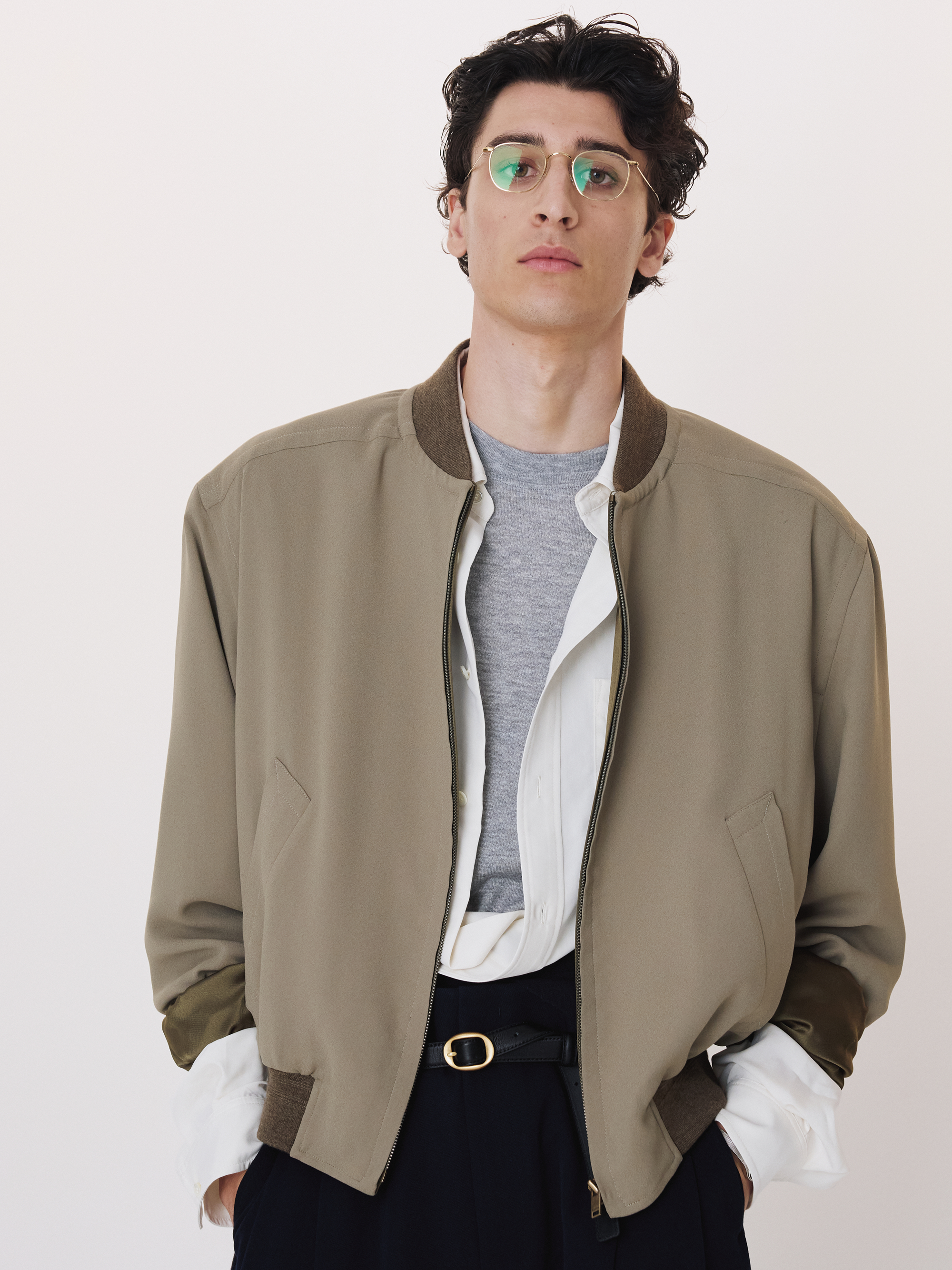 Wide Shoulder Fluid Jumper (Greyish Khaki)