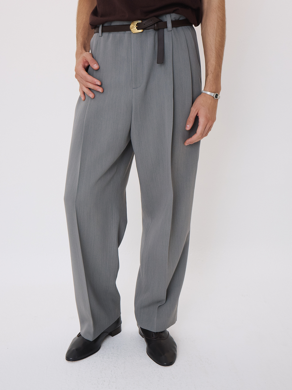 Double Pleated Suit Pants (Cool Grey)
