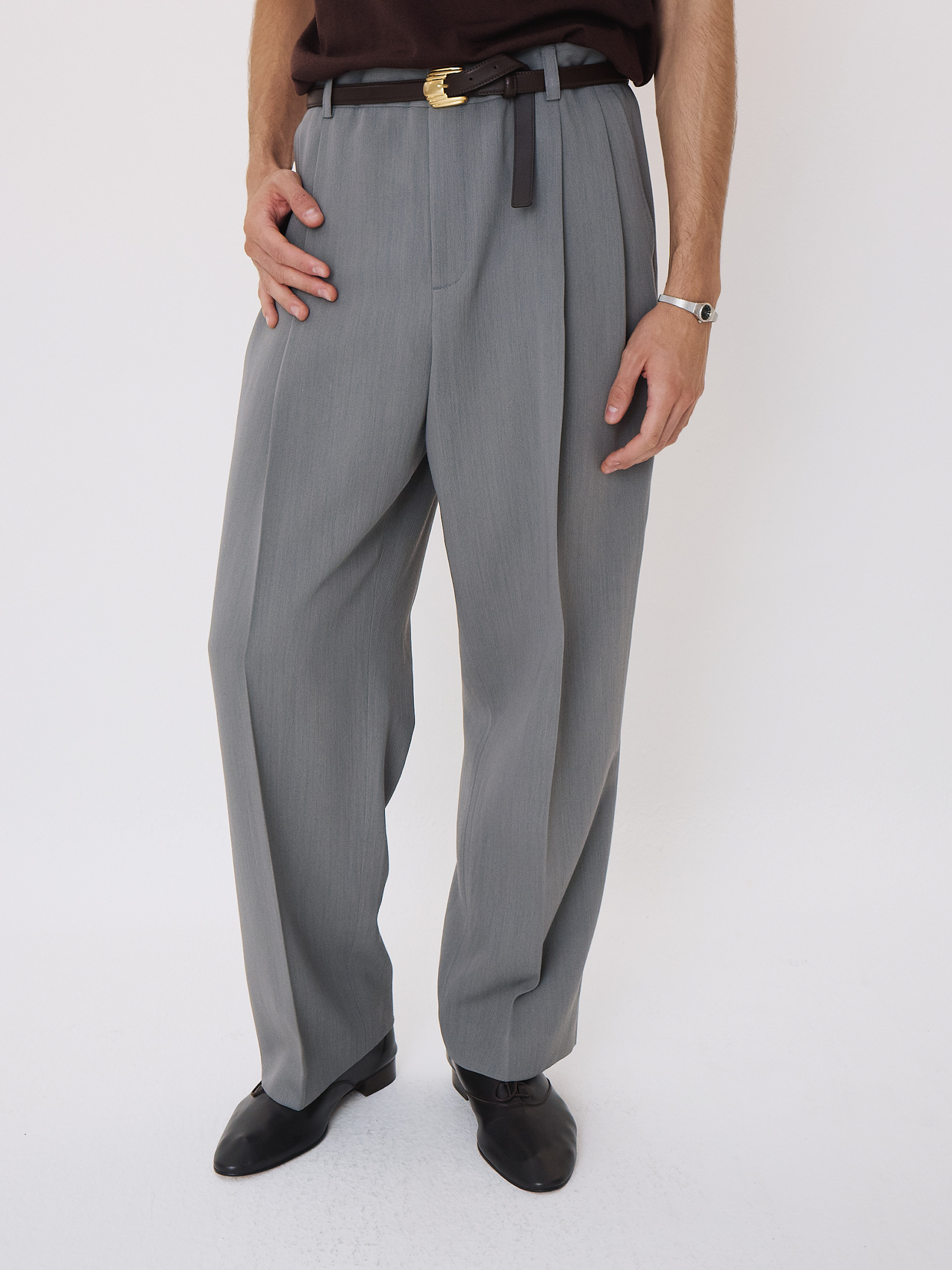 Double Pleated Suit Pants (Cool Grey)