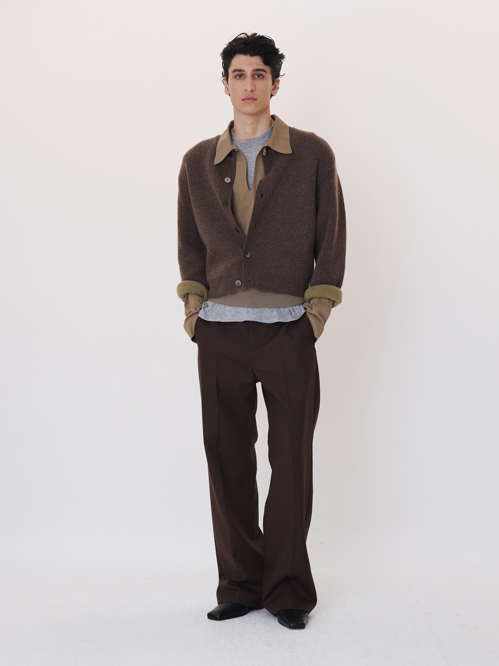 Wool Flared Suit Pants (Vintage Brown)